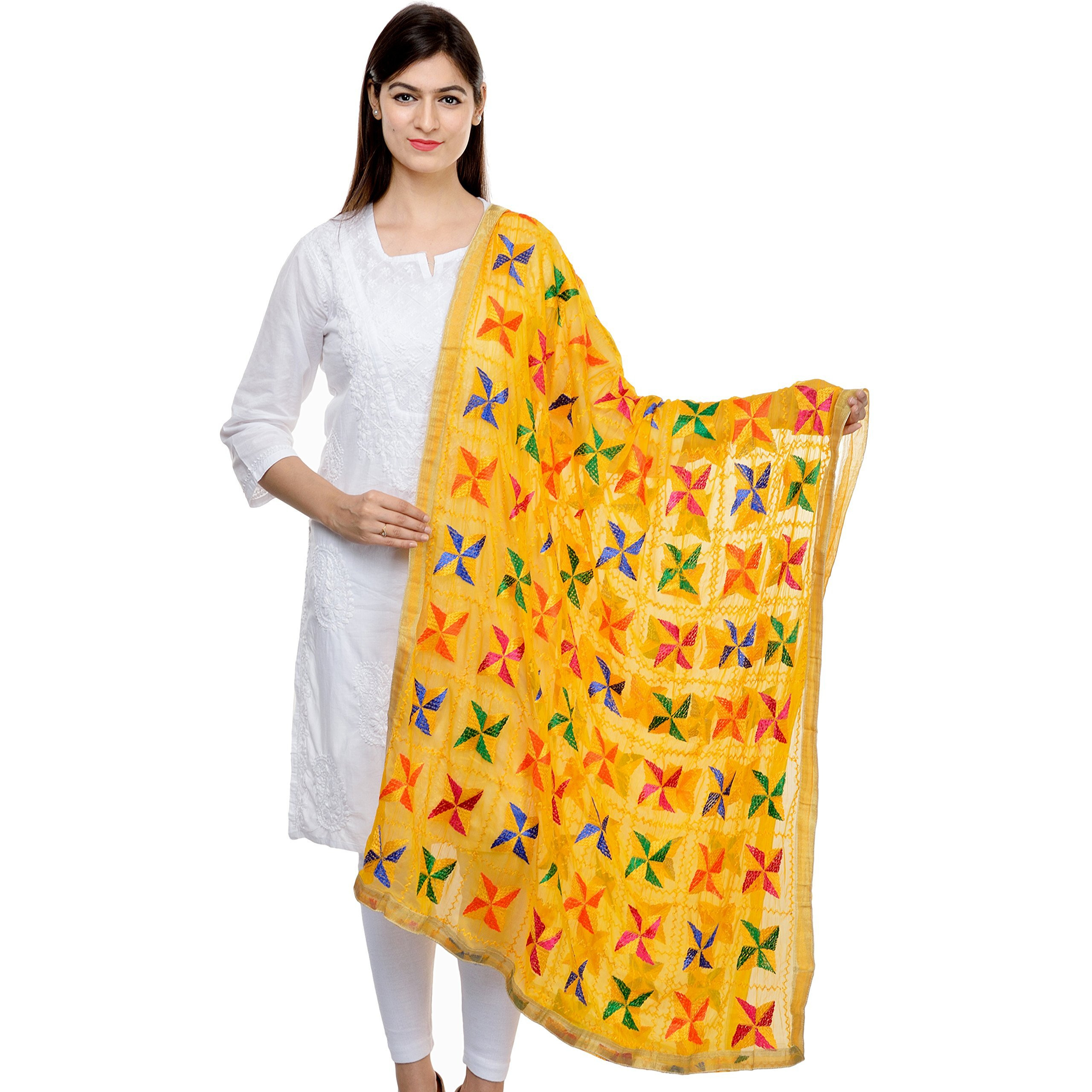 Weavers Villa Women's Chiffon Dupatta, 2.25 Mtrs
