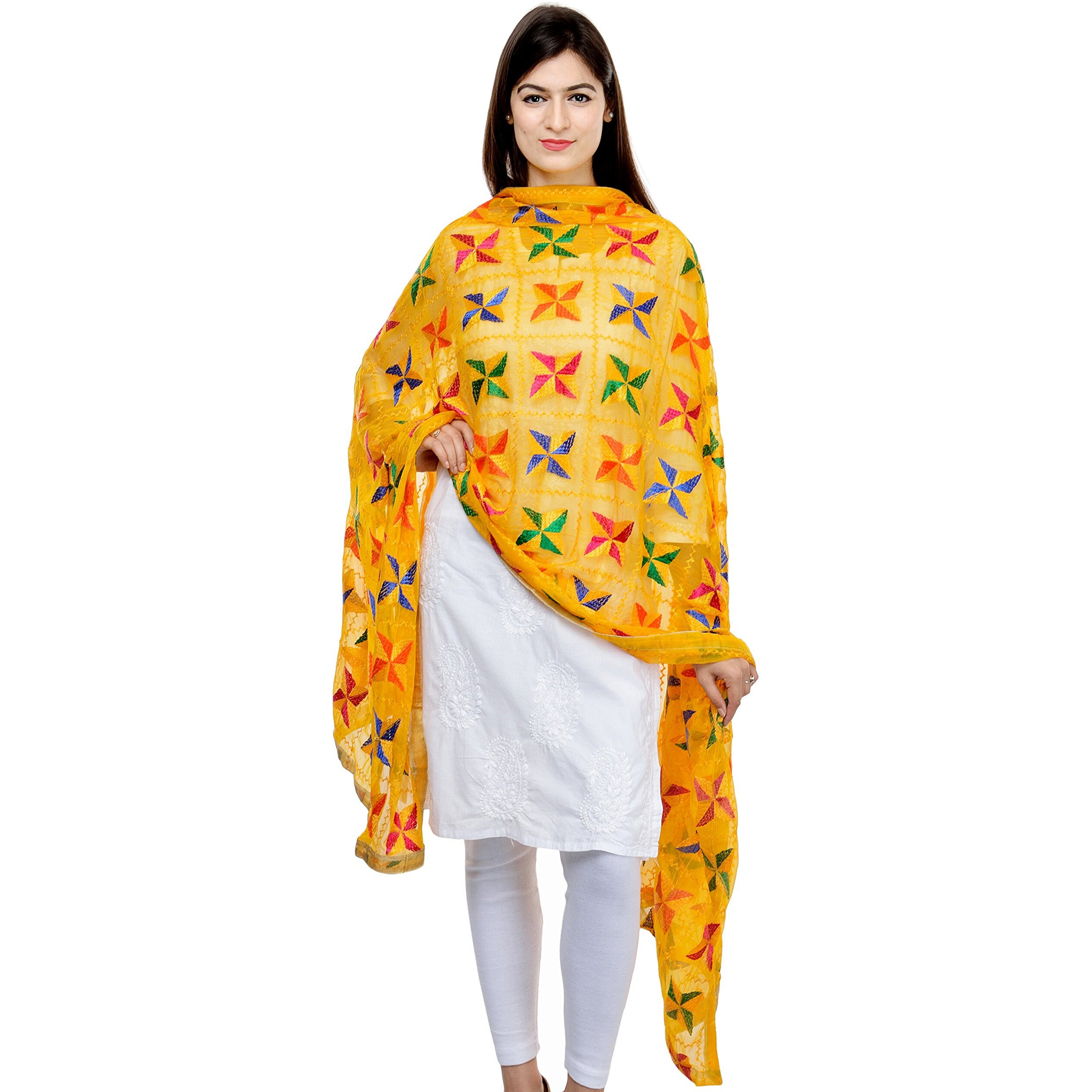 Weavers Villa Women's Chiffon Dupatta, 2.25 Mtrs