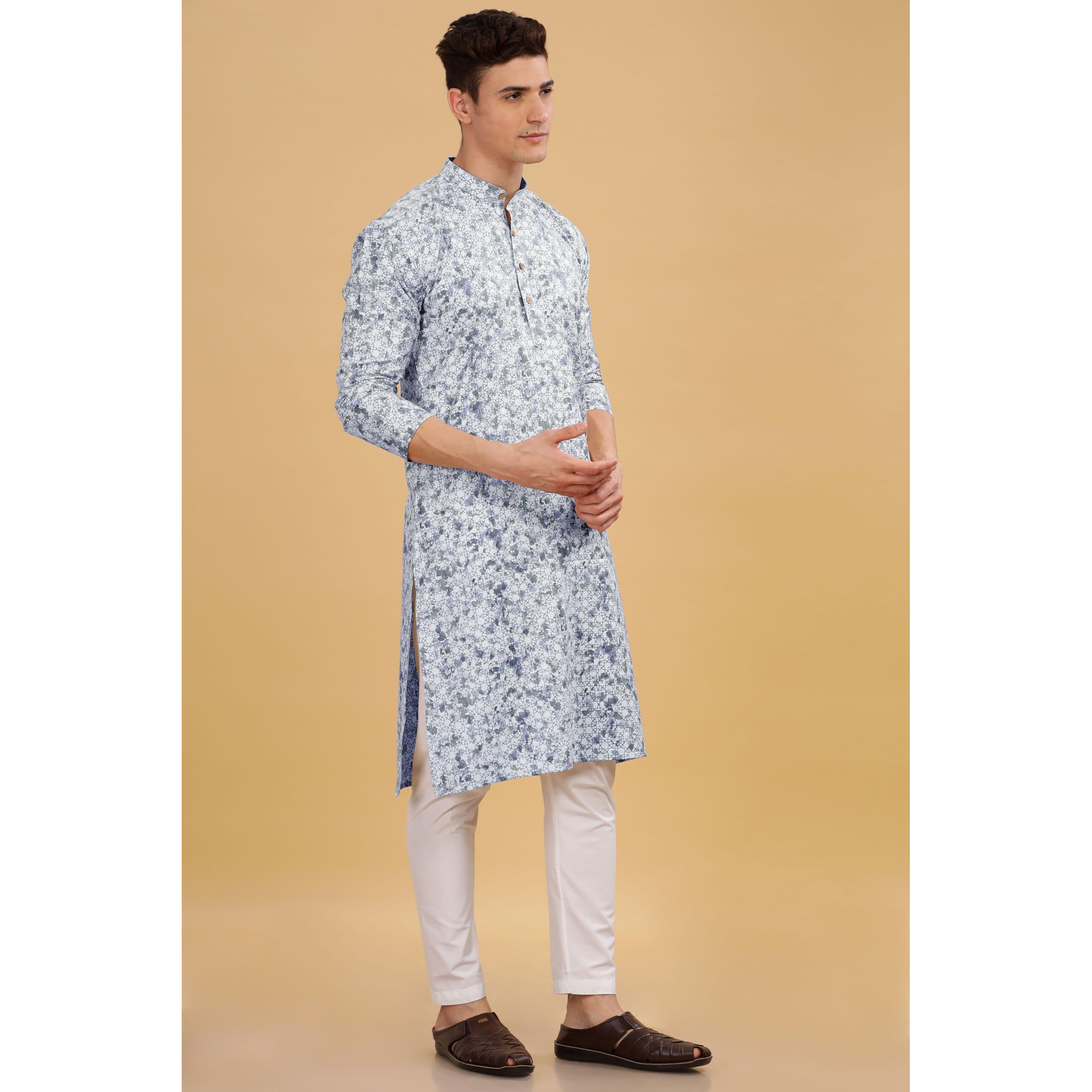 Be Active Men's Cotton Regular Kurta (C-399-1_Blue