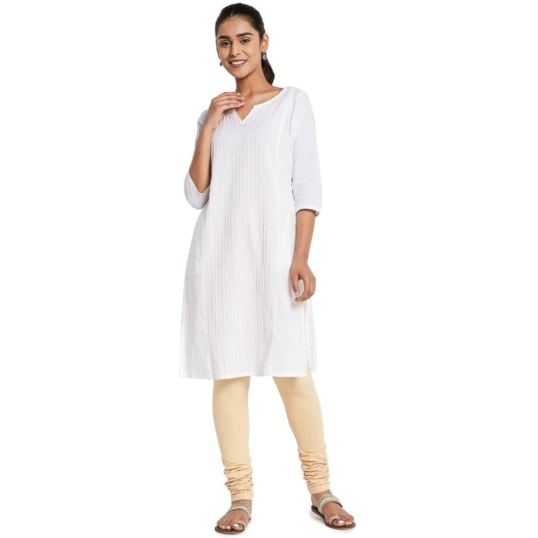 Fabindia Women Blend Drawstring Churidar Cotton_Xs Off White
