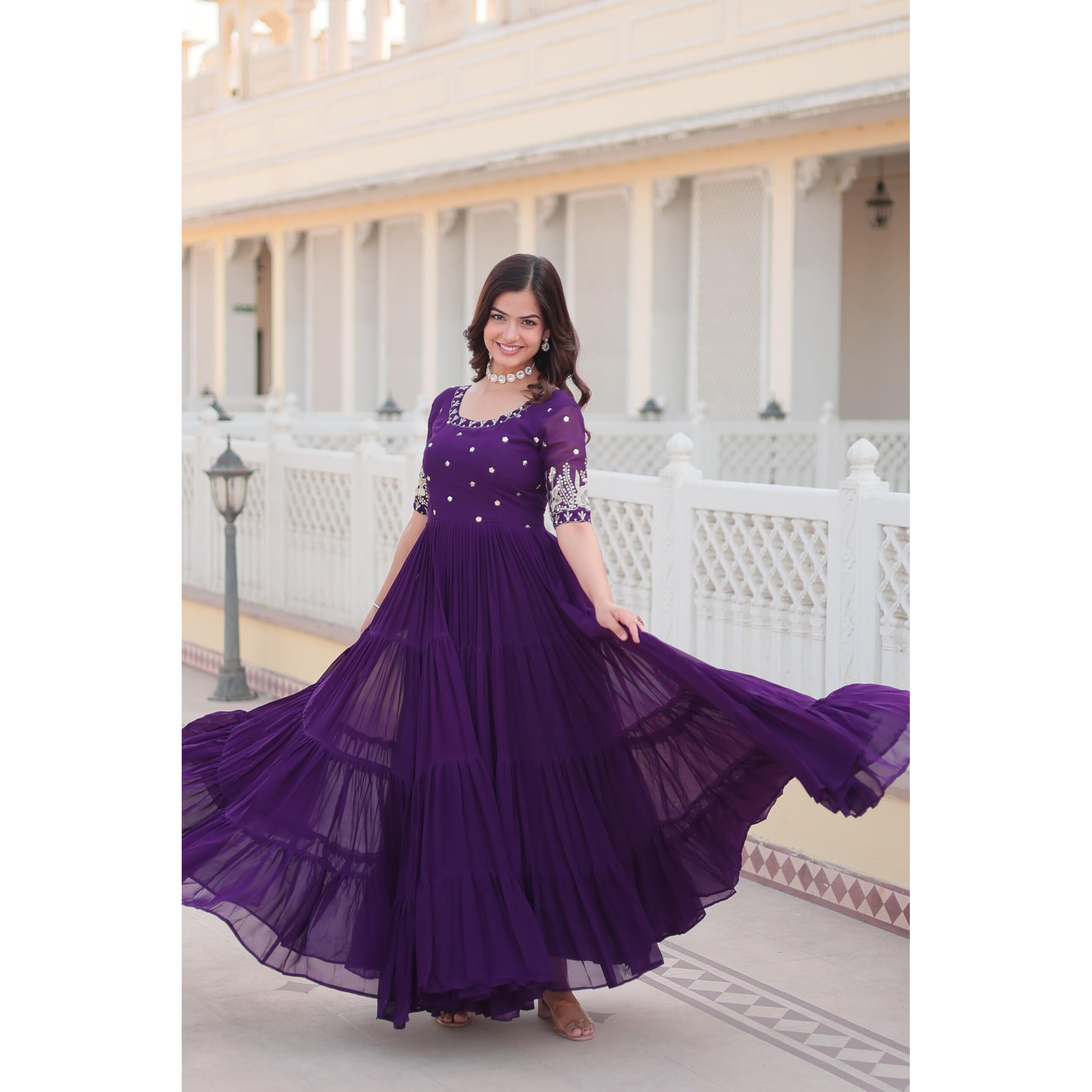 Fashion Basket Anarkali Gown For Women Purple