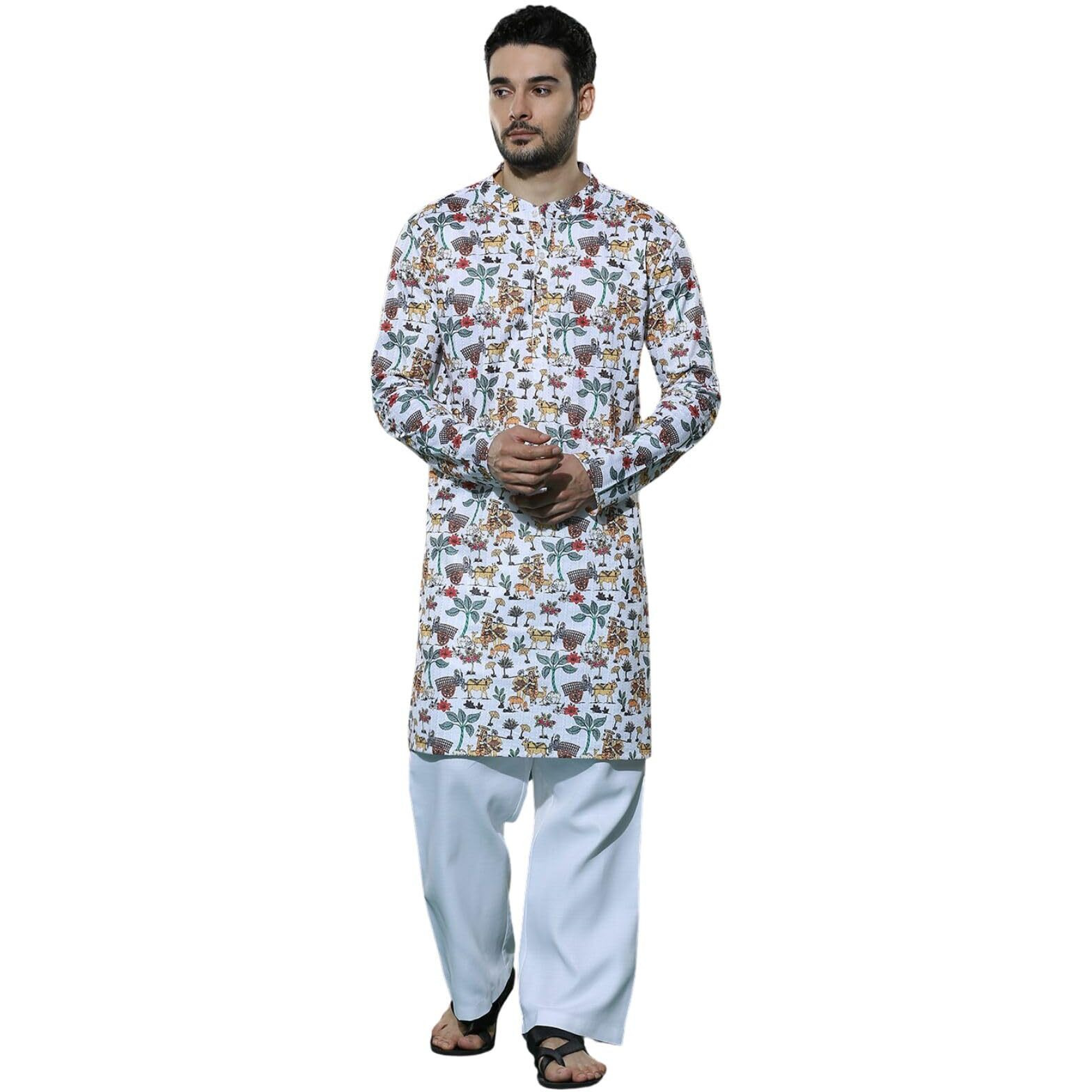 Greciilooks Kurta For Men | Kurta Set For Men | Kurta Pyjama Set For Men | Kurta Set For Men Kurta For Men With Sequin Embroidery (In, Alpha, Xl, Regular, White)