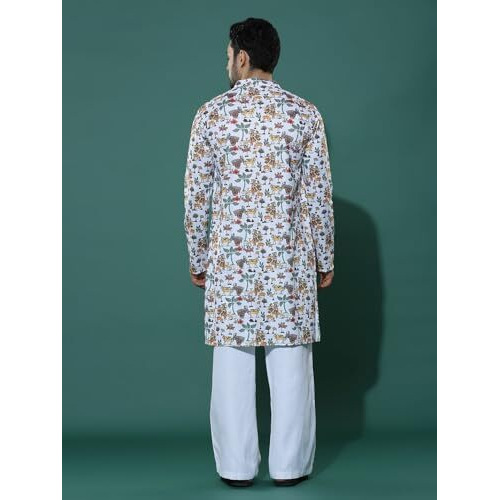 Greciilooks Kurta For Men | Kurta Set For Men | Kurta Pyjama Set For Men | Kurta Set For Men Kurta For Men With Sequin Embroidery (In, Alpha, Xl, Regular, White)