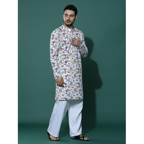Greciilooks Kurta For Men | Kurta Set For Men | Kurta Pyjama Set For Men | Kurta Set For Men Kurta For Men With Sequin Embroidery (In, Alpha, Xl, Regular, White)