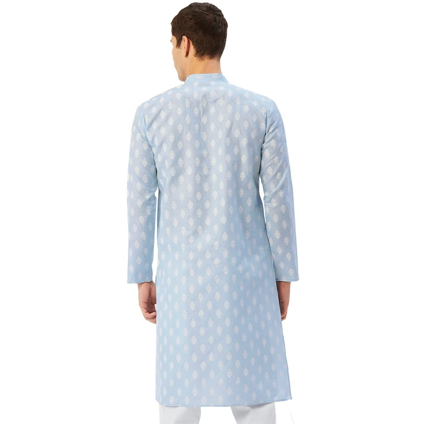 Jompers Men's Cotton Floral Printed Kurta. (Sky, Xl)