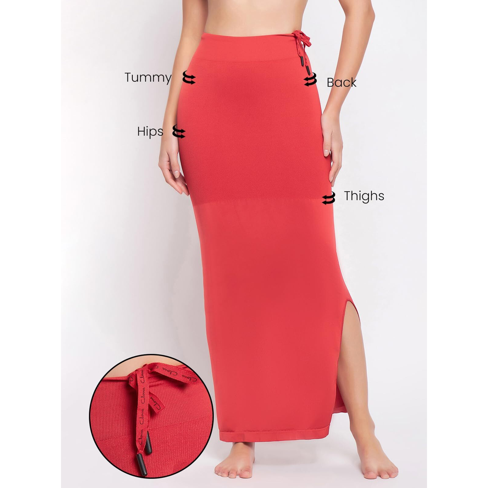 Clovia Women's Petticoat Style Saree Shapewear With Drawstring/Naada (Sw0048P04_Dark Red_Xl)