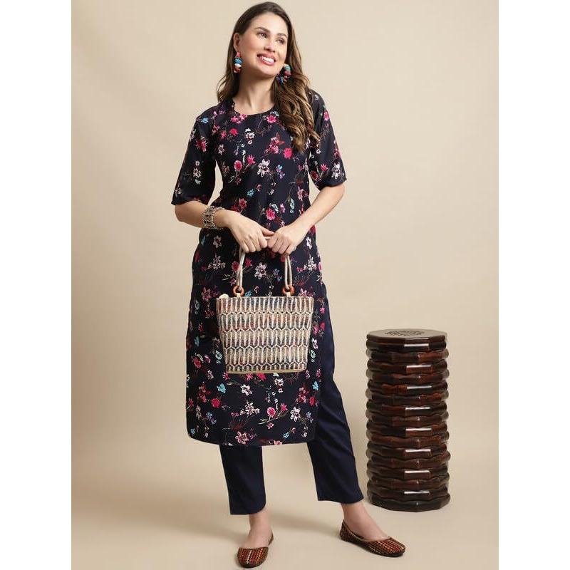 Pinkmint Kurta Set For Women Ll Printed Kurti & Pant Set Ll Combo Kurta Set Ll (Pack Of 2) Purple-Blue