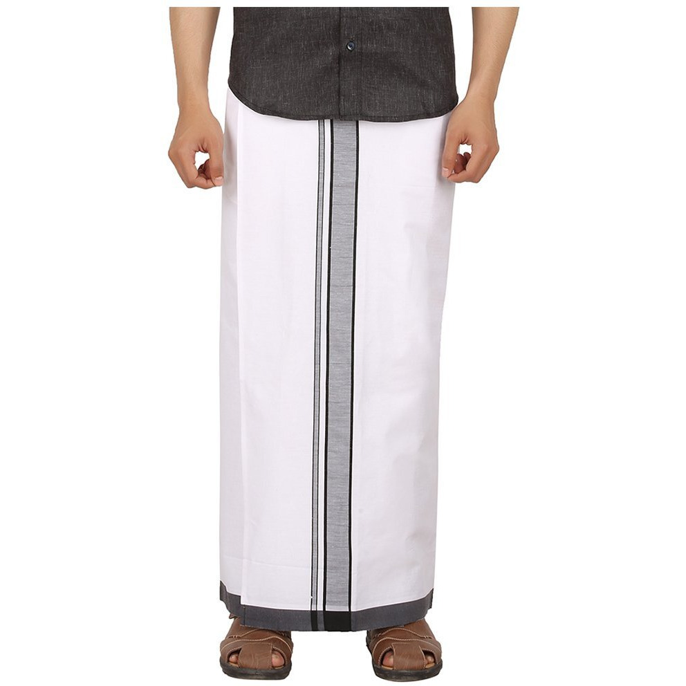 Prakasam Cotton Men's Cotton Dhoti_Moon Vel-Pkt-Black_Black_44
