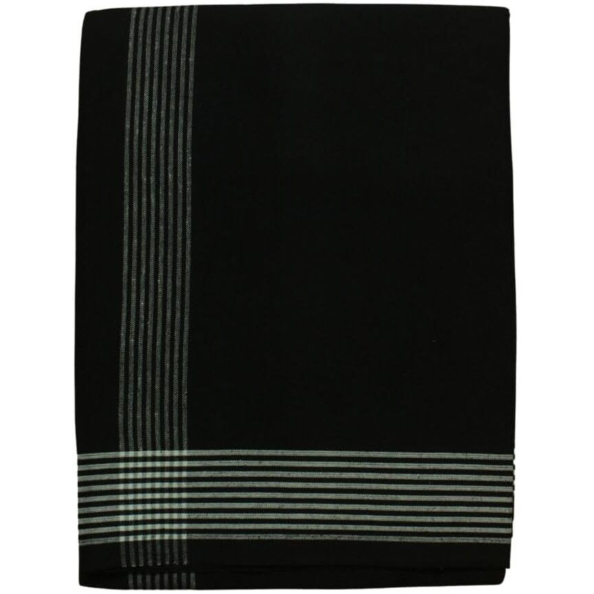 Prakasam Cotton Mens Cotton Single Multi Colour (1.28X2.00 Mtrs) Dhoti - Stripes Border (Black)
