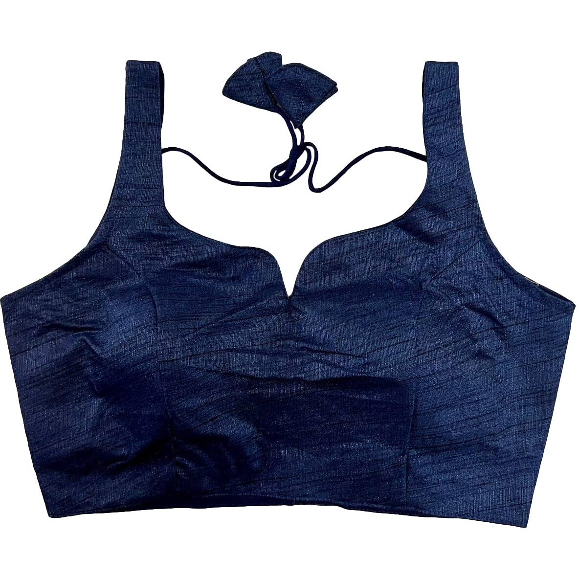 Pujia Mills Women's Heavy Phantom Silk Bollywood Style Sleeveless Trendy Blouse(Veda) (Navy Blue, 38)