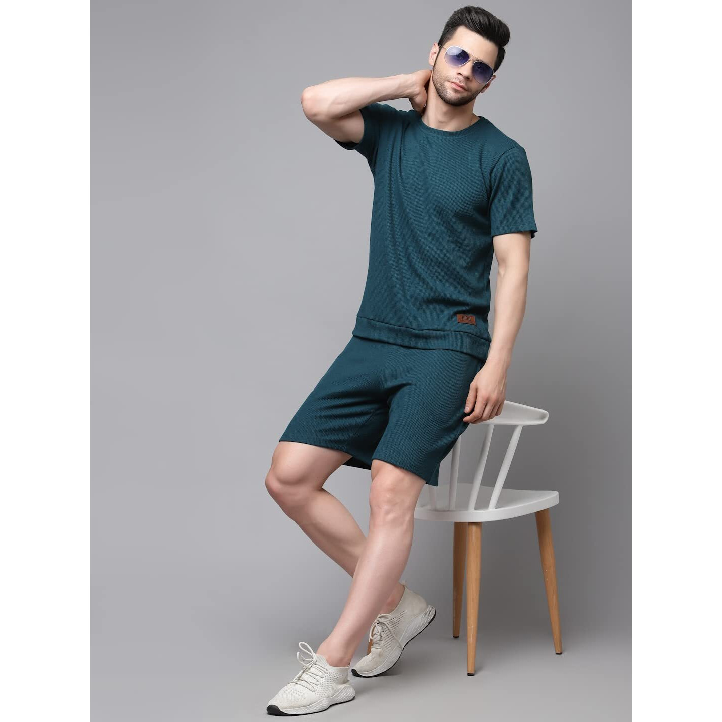 Rigo Waffle Knit Self Textured Co-Ord Set For Men's | Night Suit Set For Men's | Lounge-Wear Nightdress Pajama Set For Men's | Night Wear, Beach Wear, Vacation Wear Green