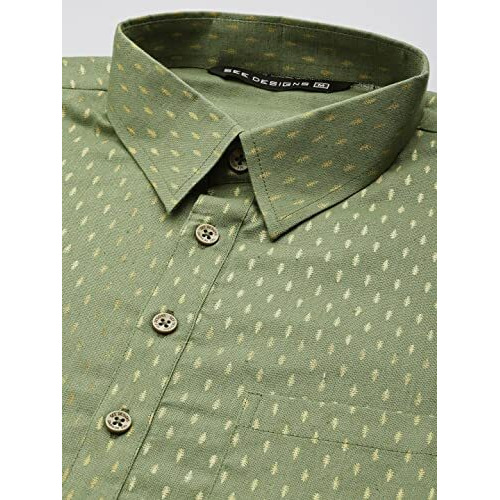See Designs Men's Olive Regular Pure Cotton Pathani Printed Men's Kurta - Sdpkt_1146L