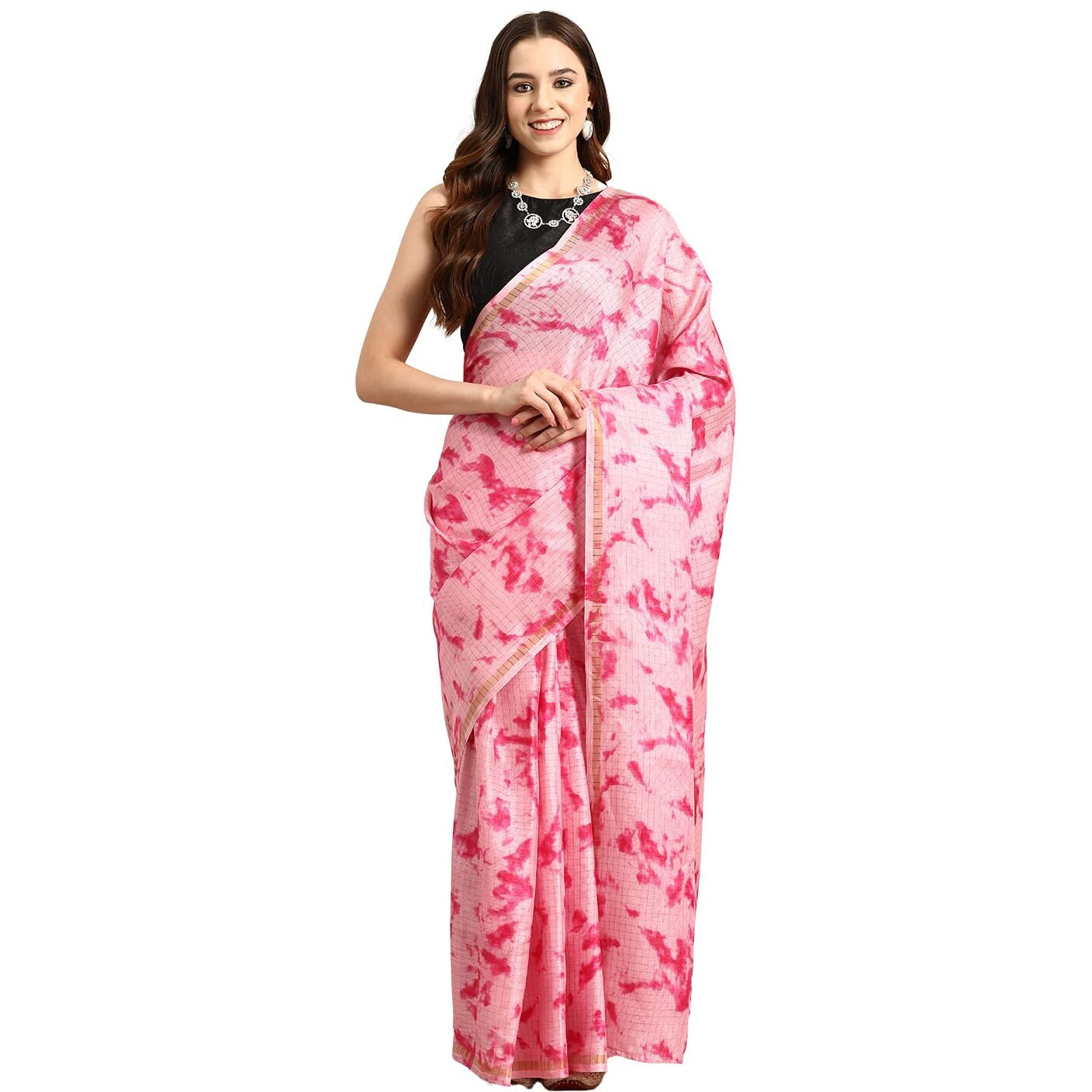 Shiv Textiles Women Poly Cotton Ready To Wear Saree Embrace Style In An Instant(St-R-3-Pink)