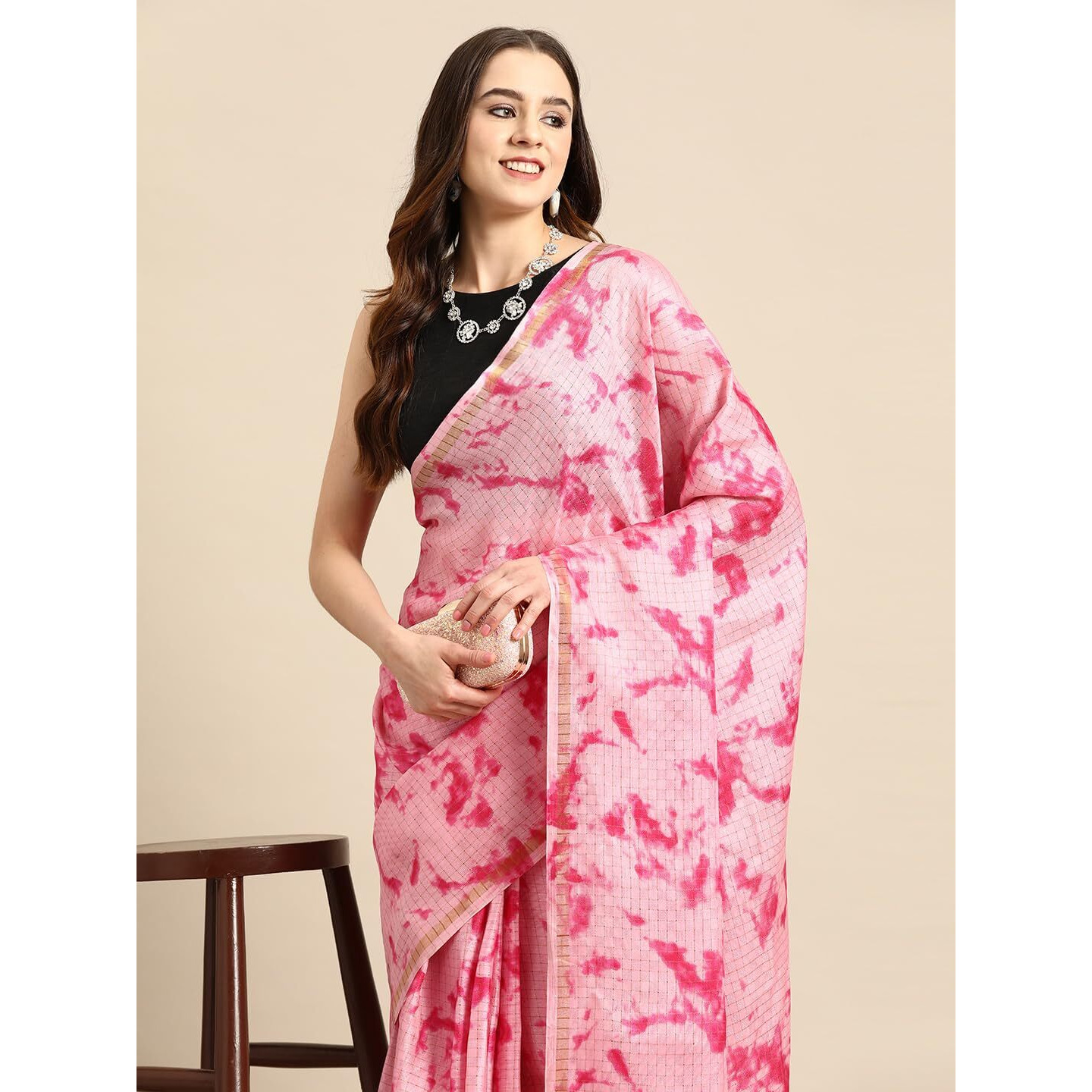 Shiv Textiles Women Poly Cotton Ready To Wear Saree Embrace Style In An Instant(St-R-3-Pink)