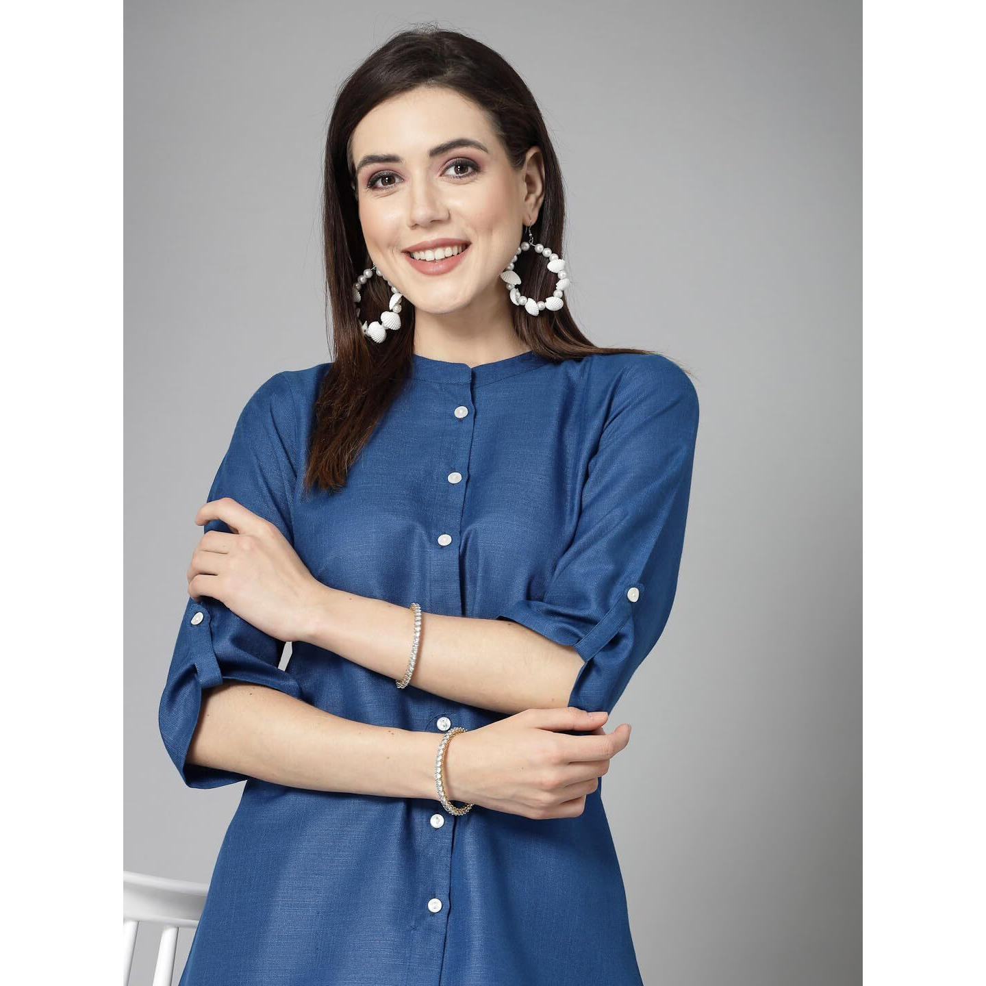 Stylum Women's Solid Cotton Blend Co-Ord Set (Csroyalvirtus42_Blue, Xl)