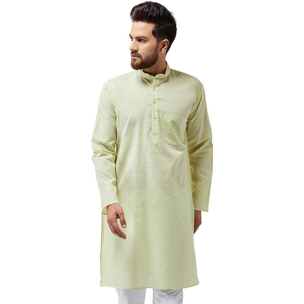 Sojanya (Since 1958 Men's Lime Green Cotton Only Long Kurta Size Xxl