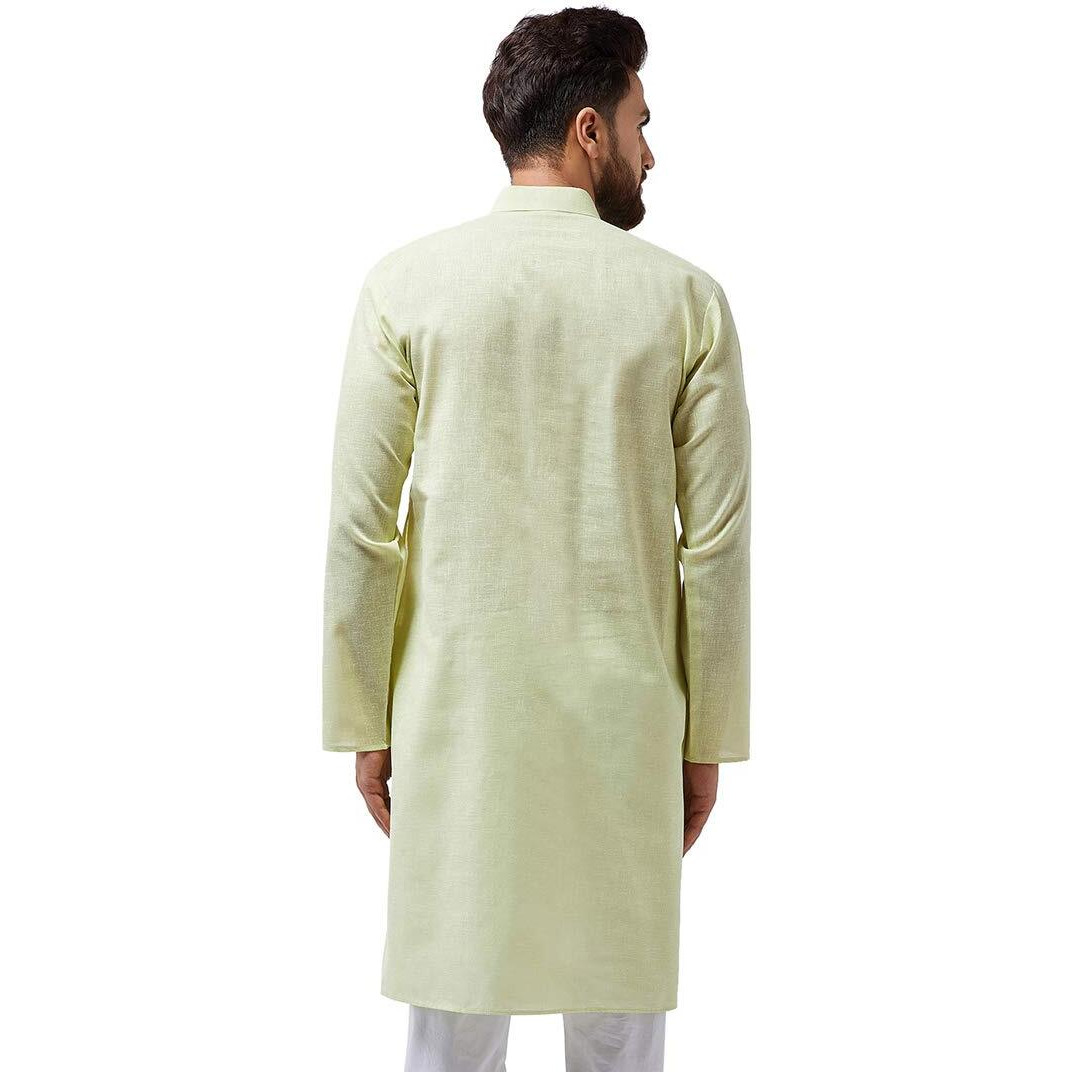 Sojanya (Since 1958 Men's Lime Green Cotton Only Long Kurta Size Xxl