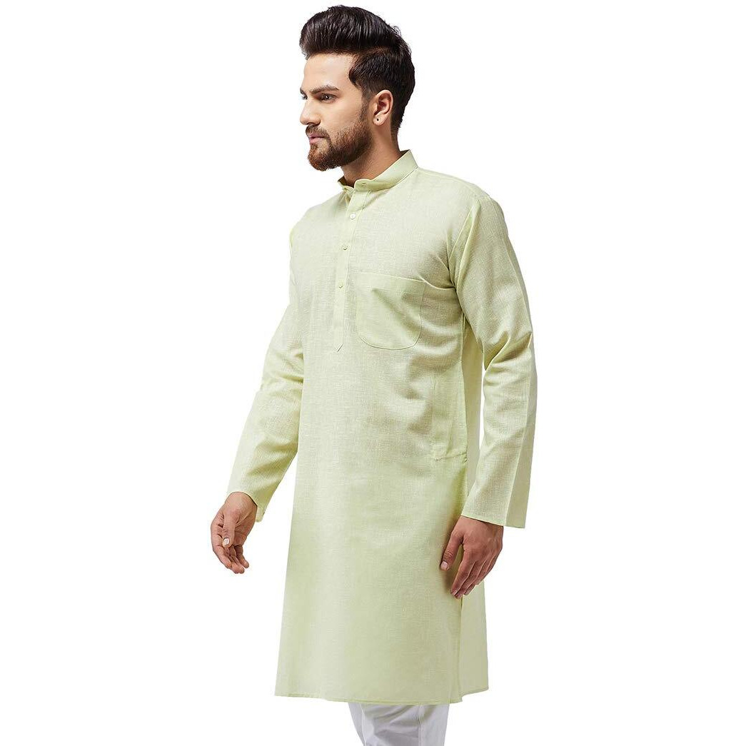 Sojanya (Since 1958 Men's Lime Green Cotton Only Long Kurta Size Xxl