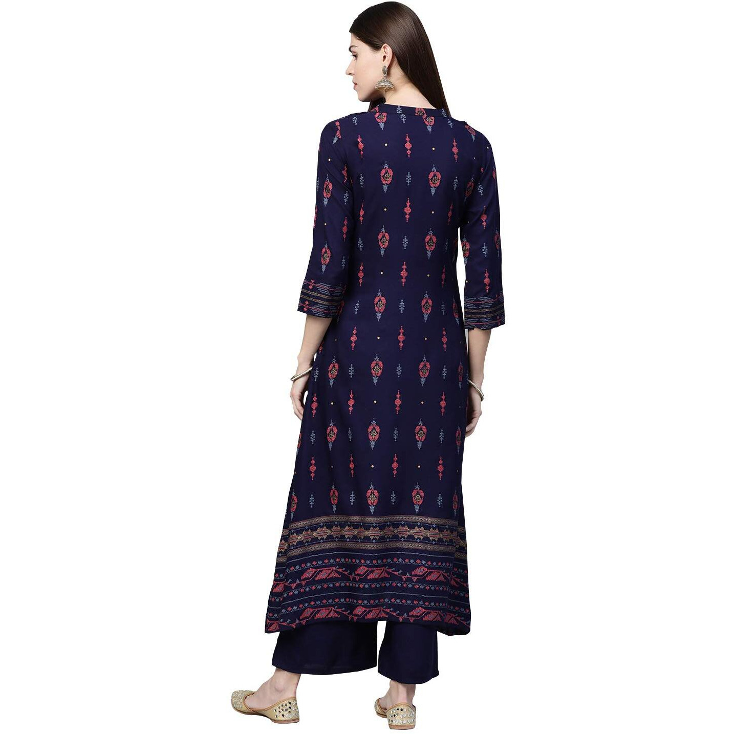 Ziyaa Women's Rayon A Line Salwar Suit Set (Zikury3038Andpl-S_Blue_Small)