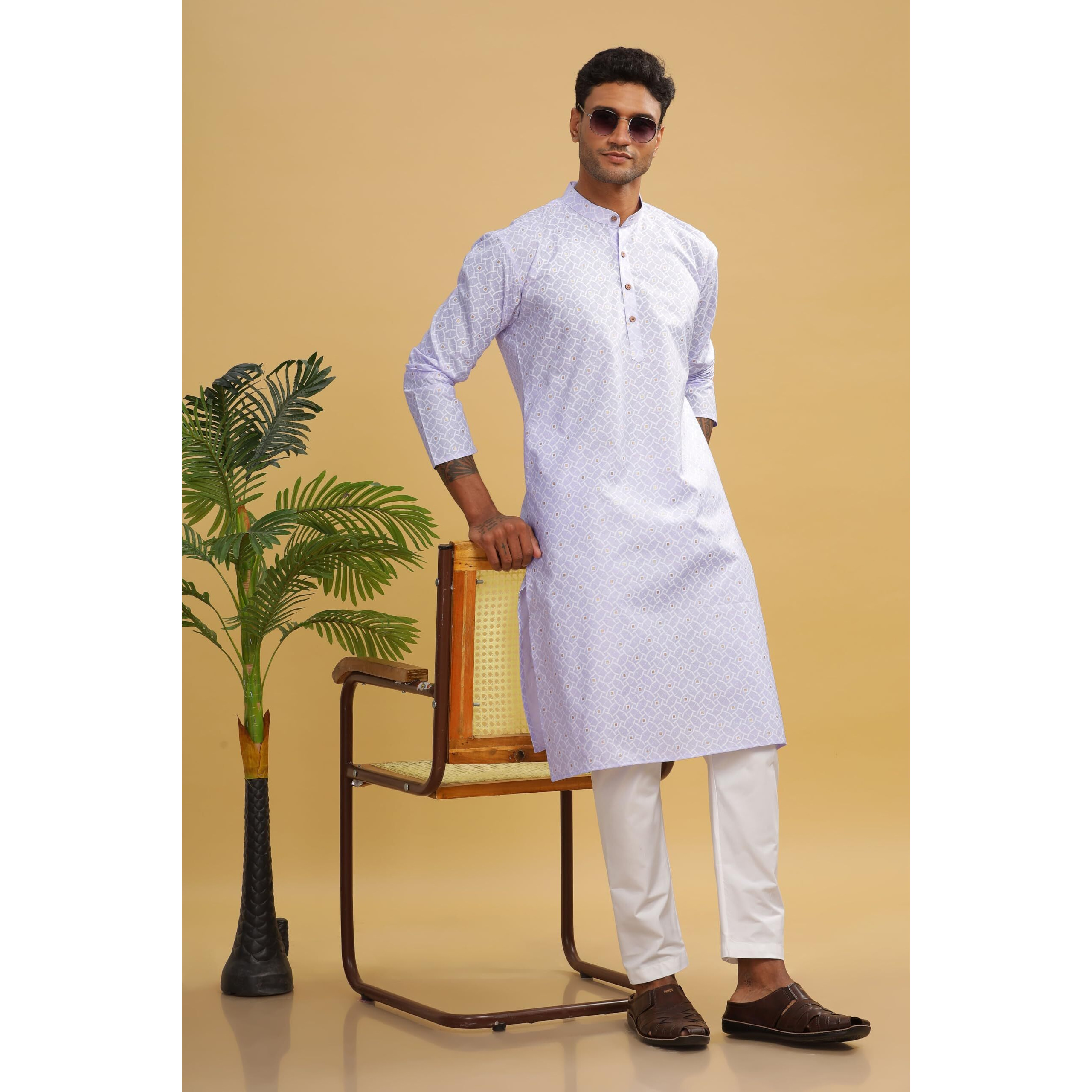 Be Active Men's Cotton Regular Kurta (C-399-4_Purple