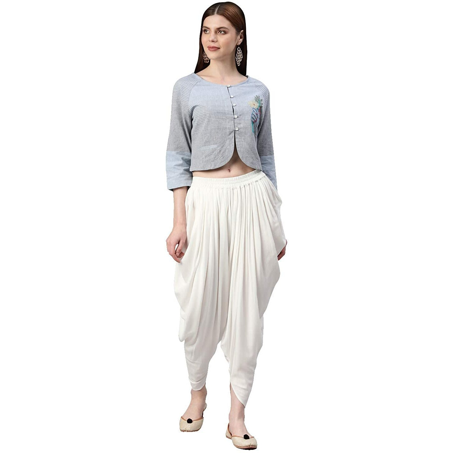 Digital Shopee Women Stylish Dhoti Pants Salwar Bottom Wear For Girls/Womens/Ladies (Xl, White)