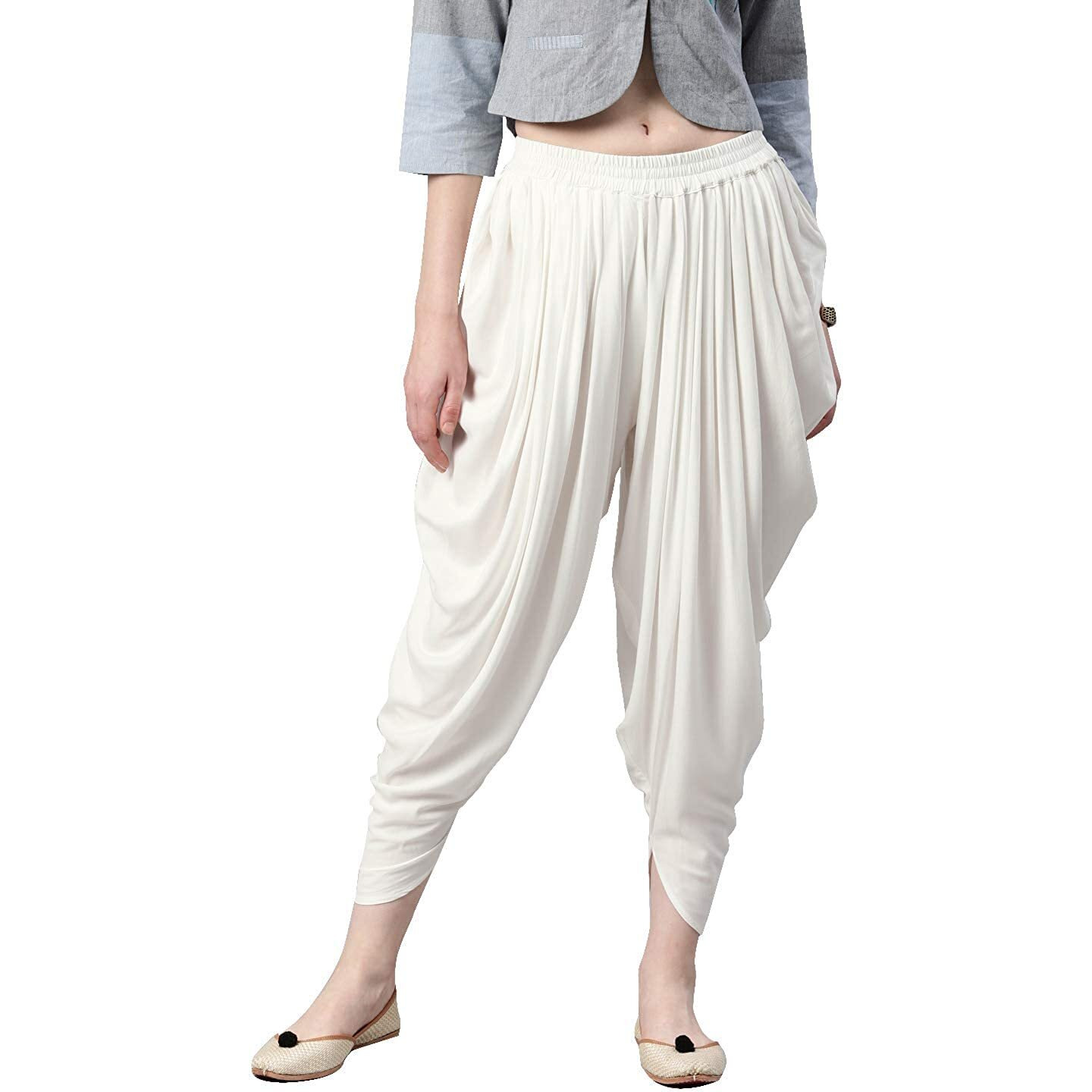 Digital Shopee Women Stylish Dhoti Pants Salwar Bottom Wear For Girls/Womens/Ladies (Xl, White)