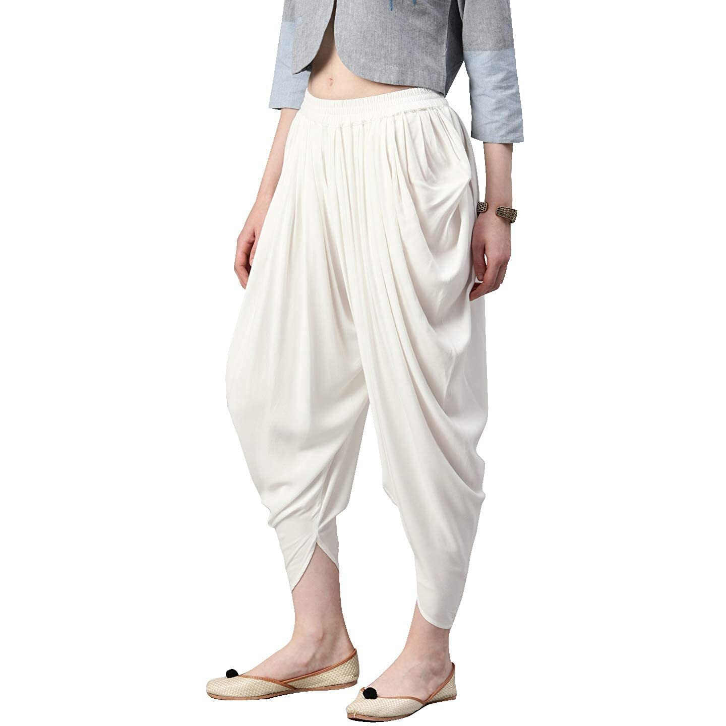 Digital Shopee Women Stylish Dhoti Pants Salwar Bottom Wear For Girls/Womens/Ladies (Xl, White)