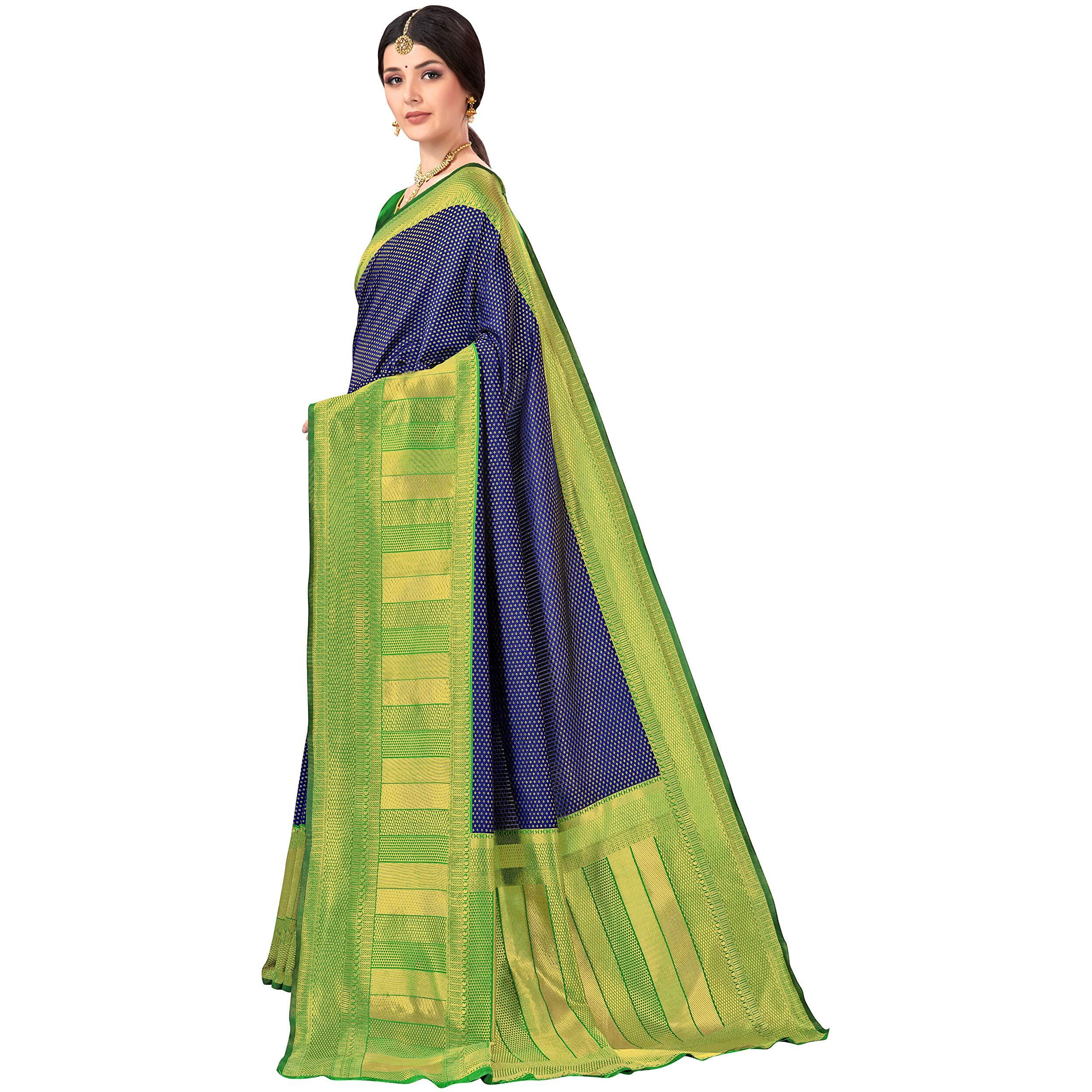 Glory Sarees Womens Banarasi Saree (Bridal_Silk134_Navy)