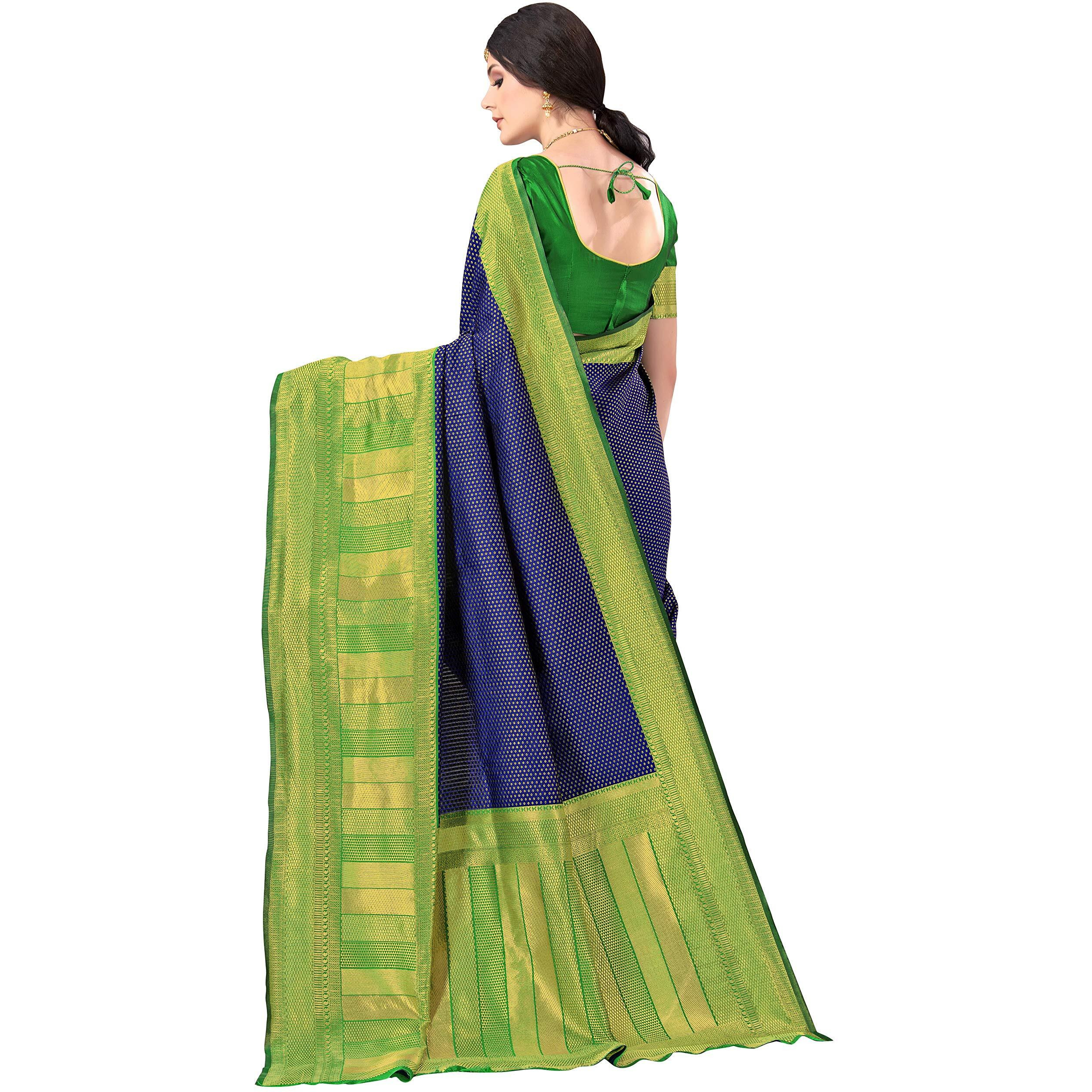 Glory Sarees Womens Banarasi Saree (Bridal_Silk134_Navy)