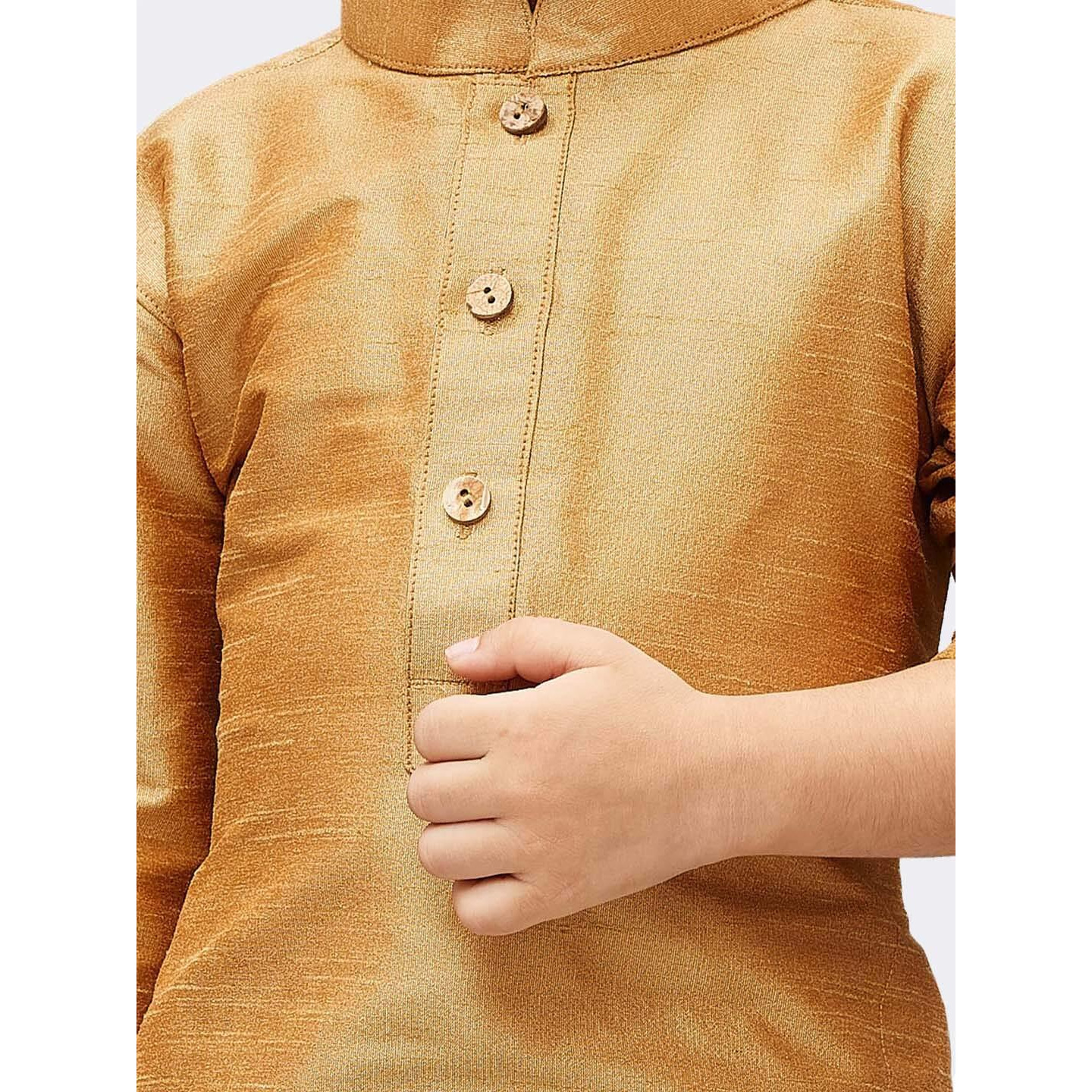 Jbn Creation Boys Silk Blend Rose Gold Kurta Pyjama Set - Ethnic Elegance For Festivals | Comfortable Traditional Comfortable Full Sleeves Kurta Pyjama For Kids_Vasbkrg001Nprg_22
