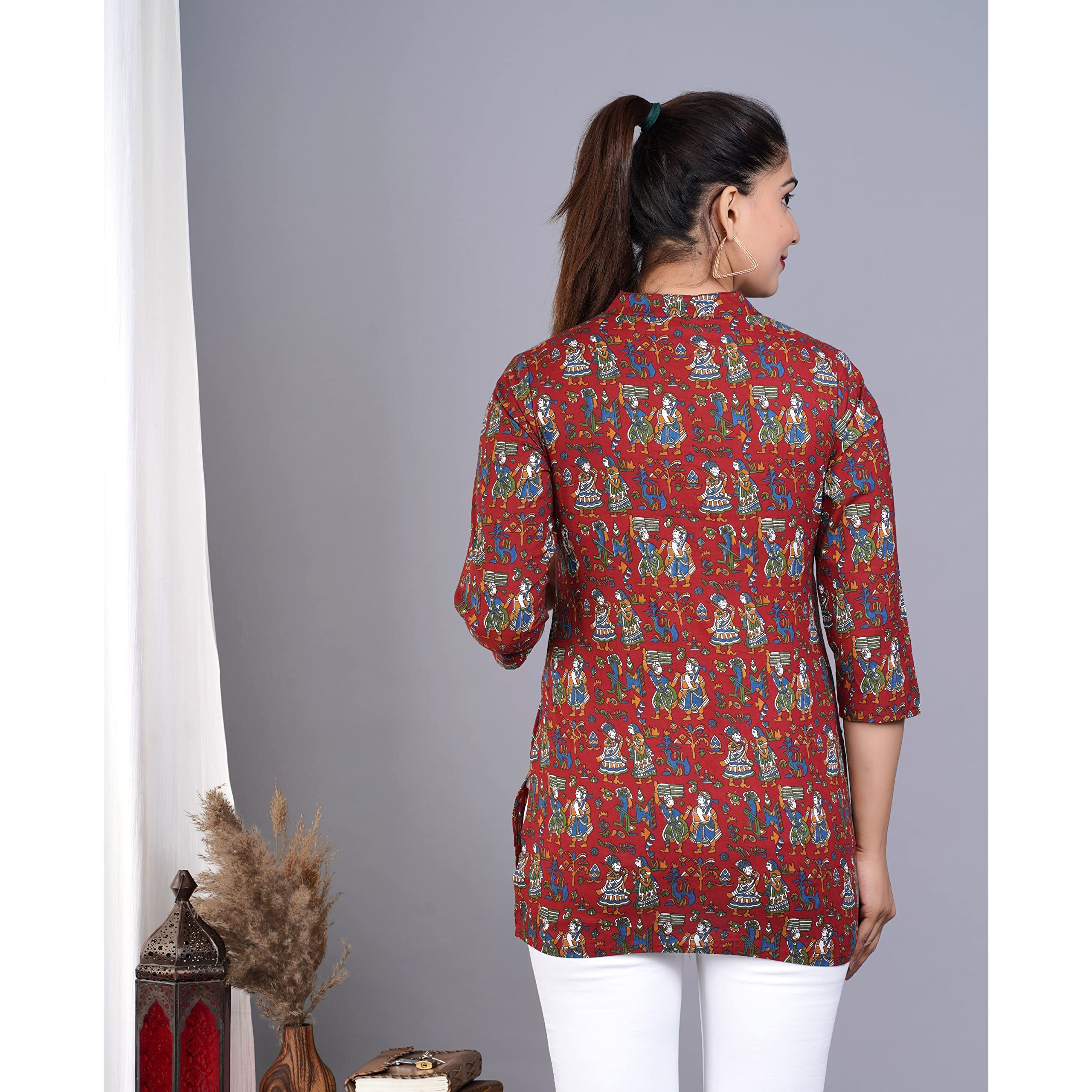 Jikonet Women's Rayon Straight Short Kurti - 1007, (Large, Maroon)