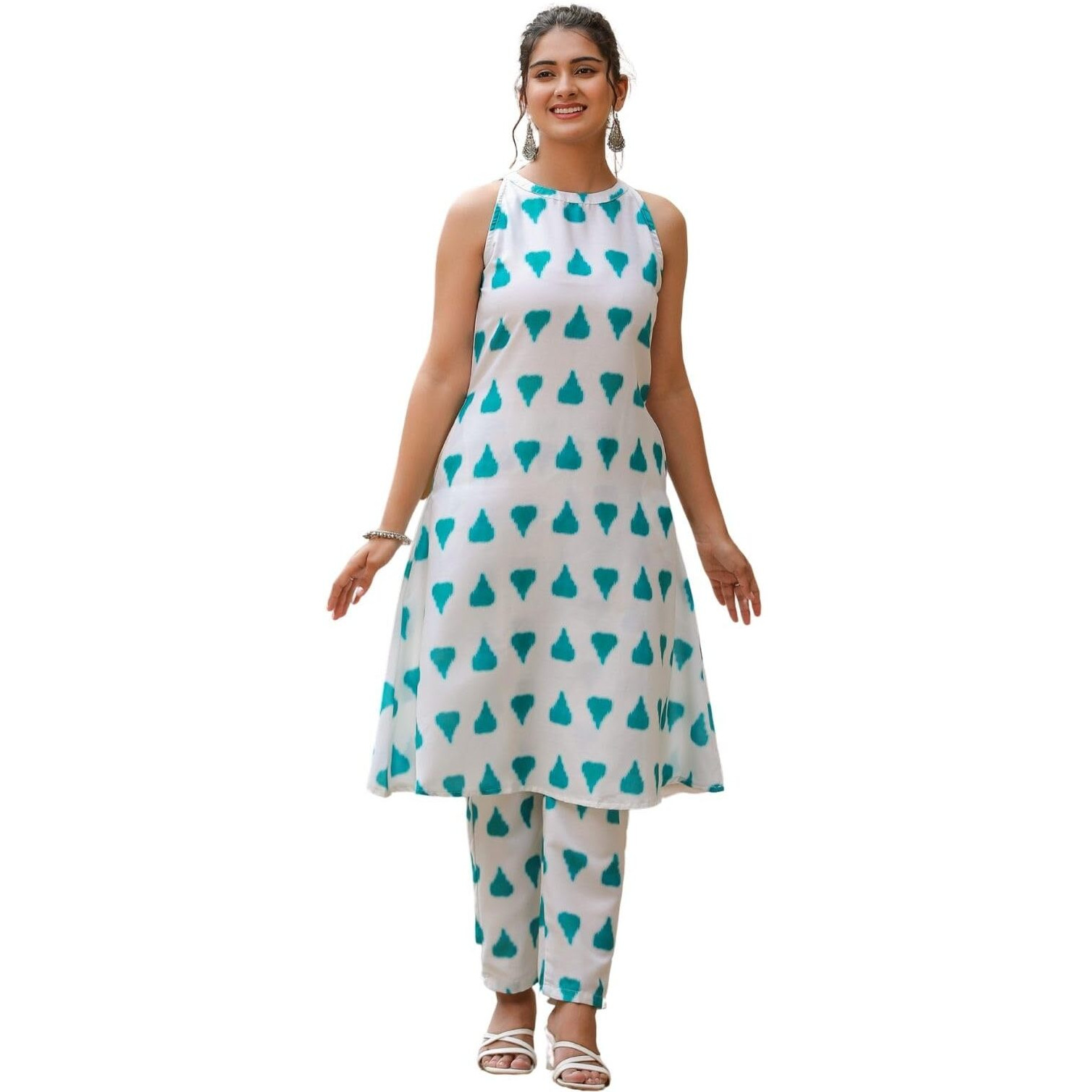 Greciilooks Women Rayon A-Line Regular Fit Kurta Set (Green, Xxx-Large)