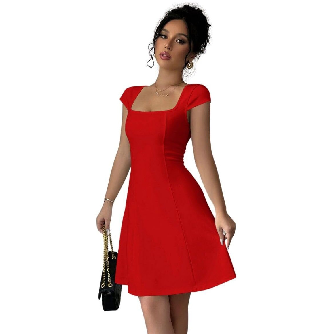 Greciilooks Dresses | Knee Lenght | Bodycon Women Dress | Summer Beach Wear | One Peice Dress For Women (In, Alpha, L, Red)