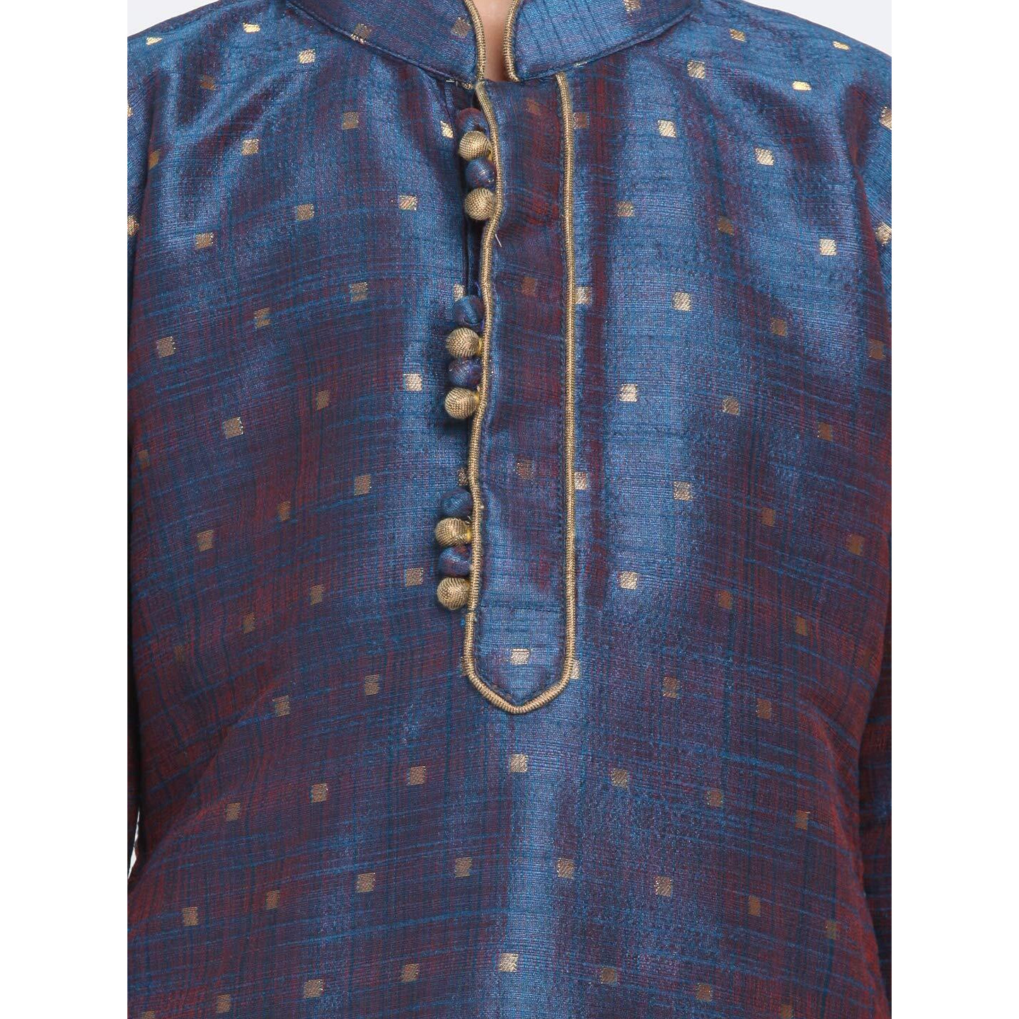 Jbn Creation Boys' Persian Blue And Rose Gold Silk Blend Kurta And Pyjama Set_Vasbk023Bunprg_30