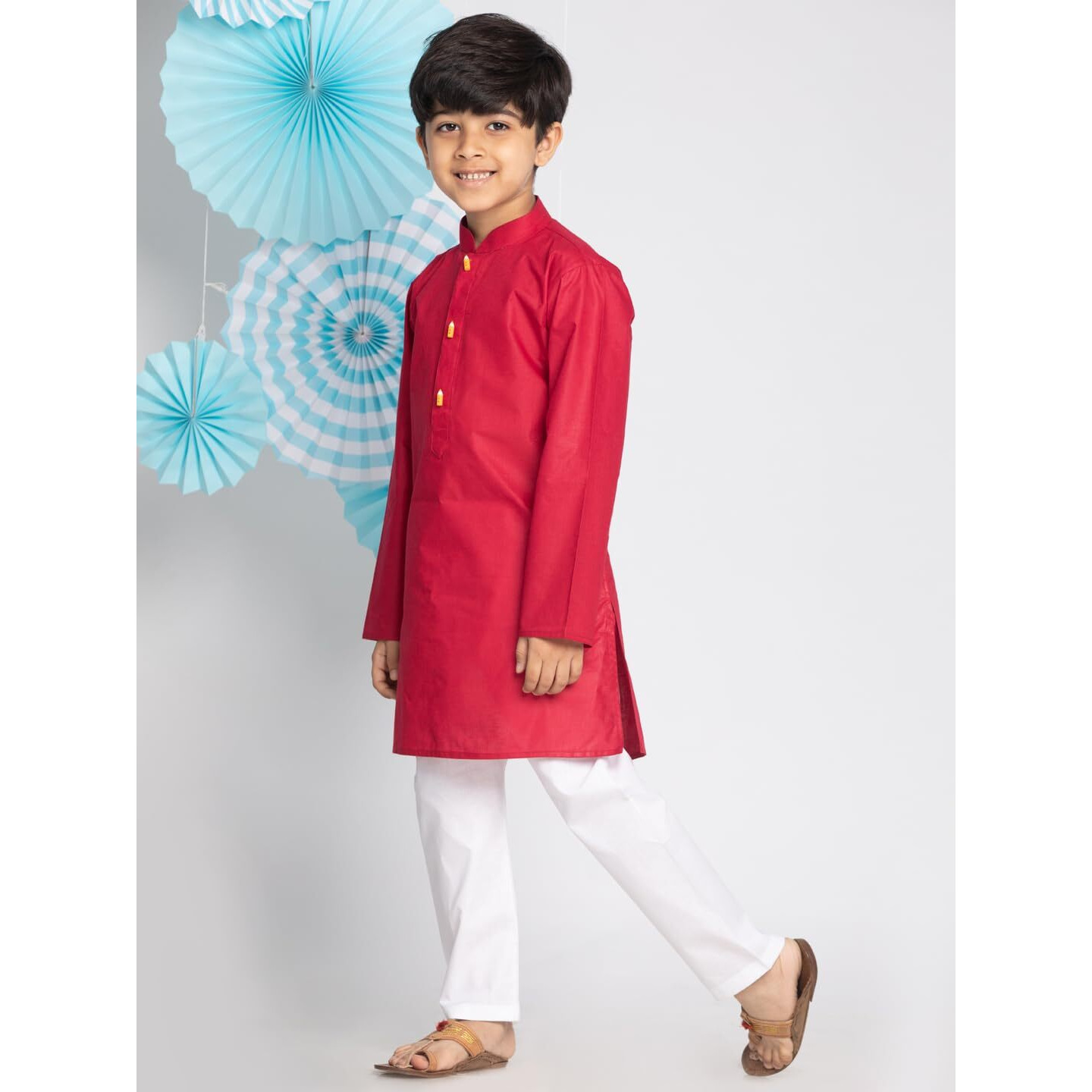 Jbn Creation Boys' Maroon And White Kurta Pyjama Set (B867)