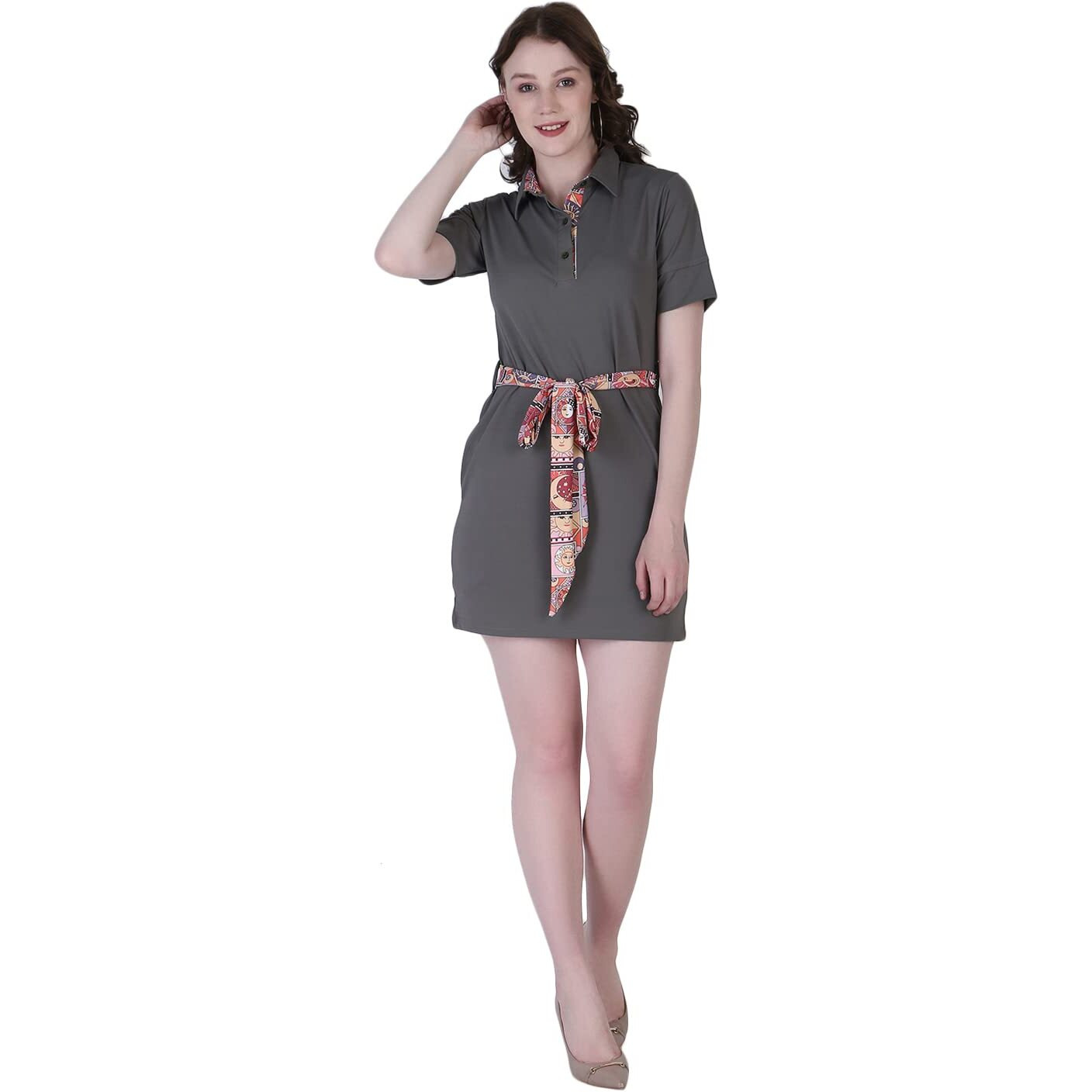 Leriya Fashion One Piece Dress For Women| Midi Dress For Women| Birthday Dress For Women (Large, Dark Grey)
