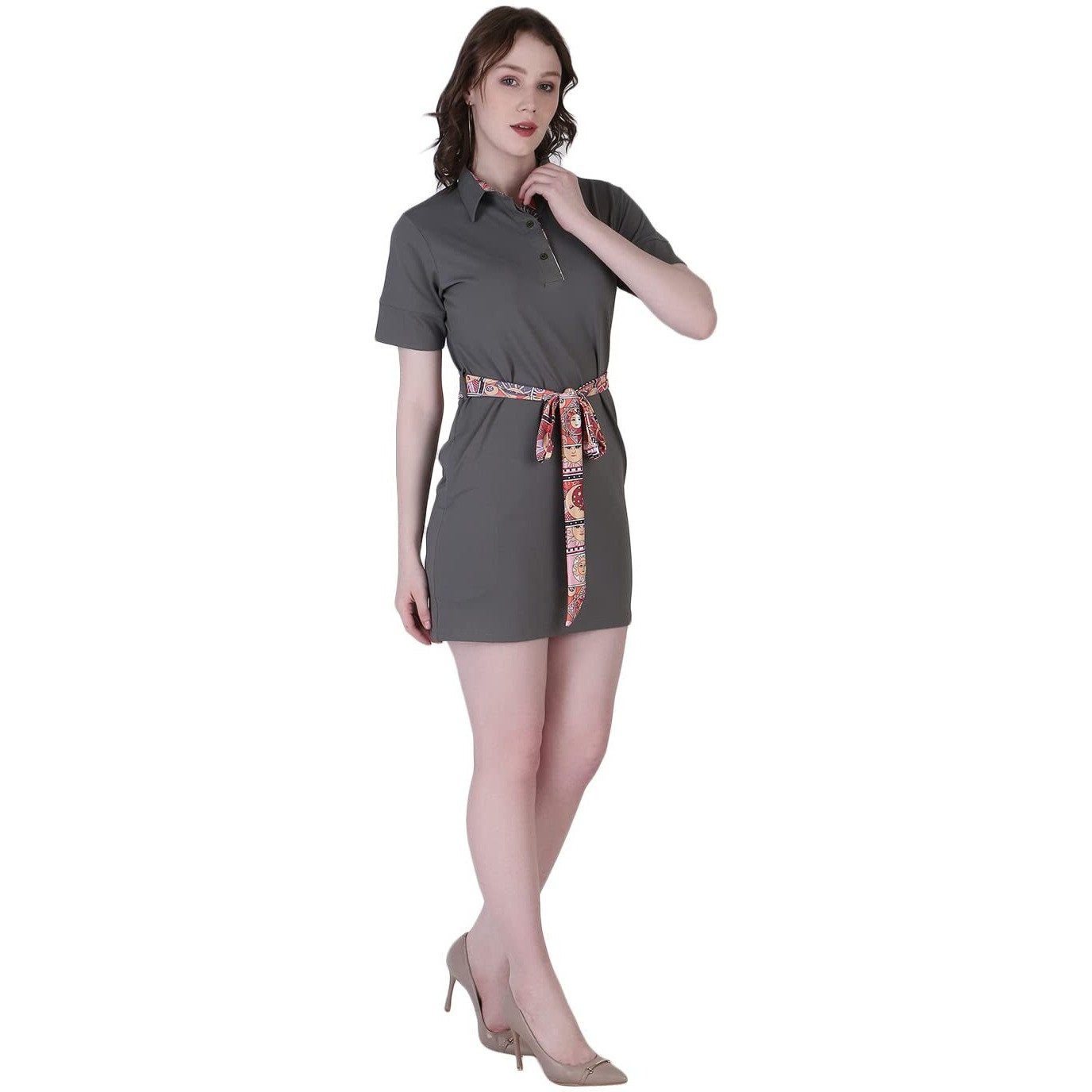 Leriya Fashion One Piece Dress For Women| Midi Dress For Women| Birthday Dress For Women (Large, Dark Grey)