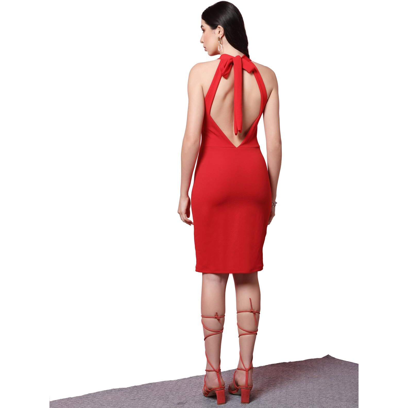 Oomph Women's Western & Fusion Wear Dress For Women, One Piece, Red - Md749