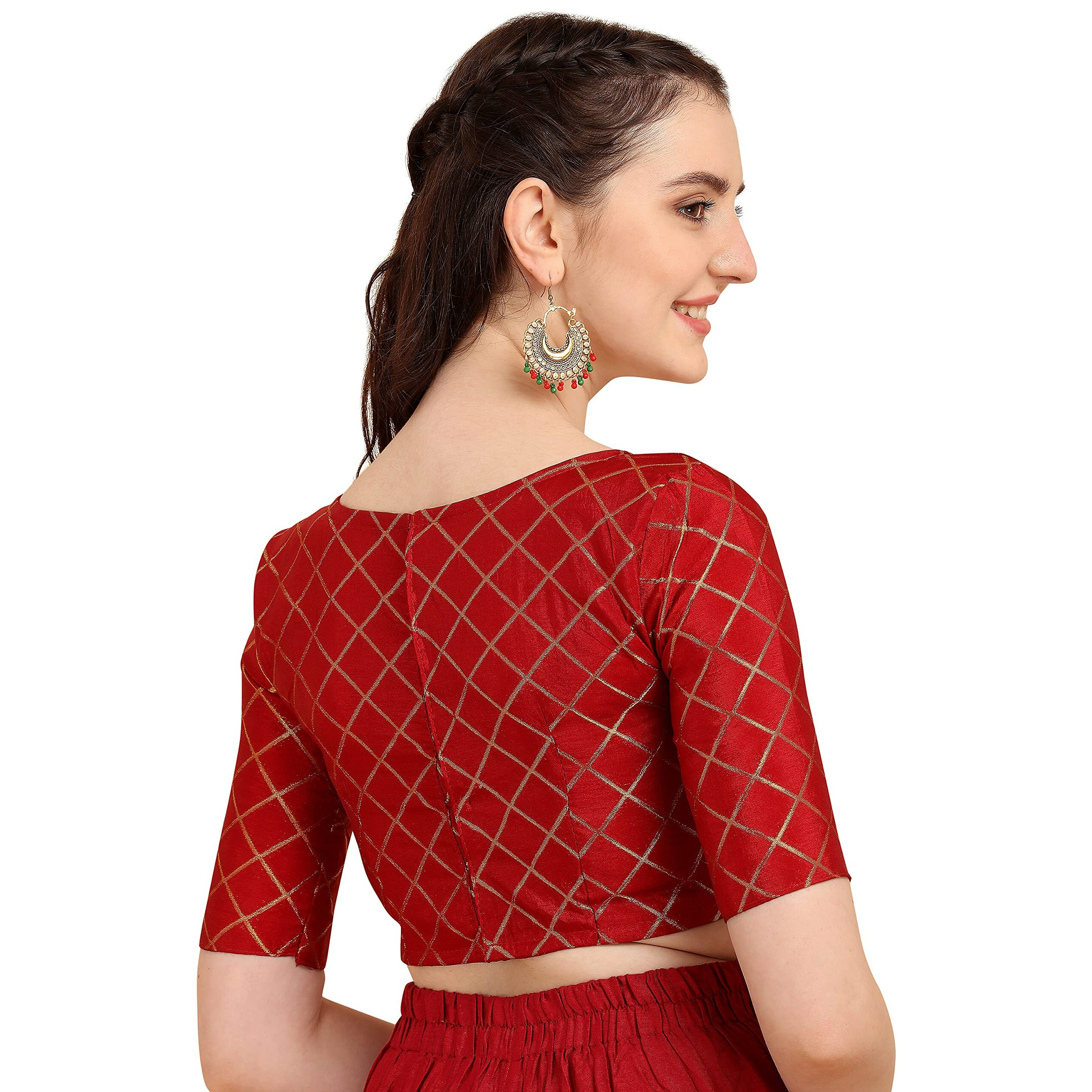 Oomph Jacquard Red Readymade Blouse For Women - Rbbl65M