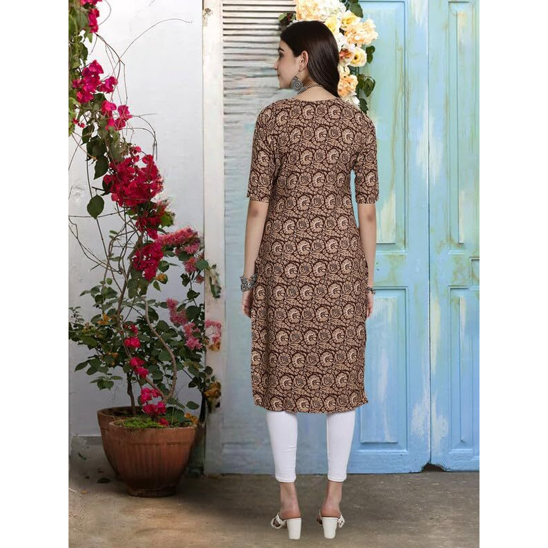 Pinkmint Women's Crepe Kurti For Women's Ethnic Printed Kurti For Women's (Pack Of 5)