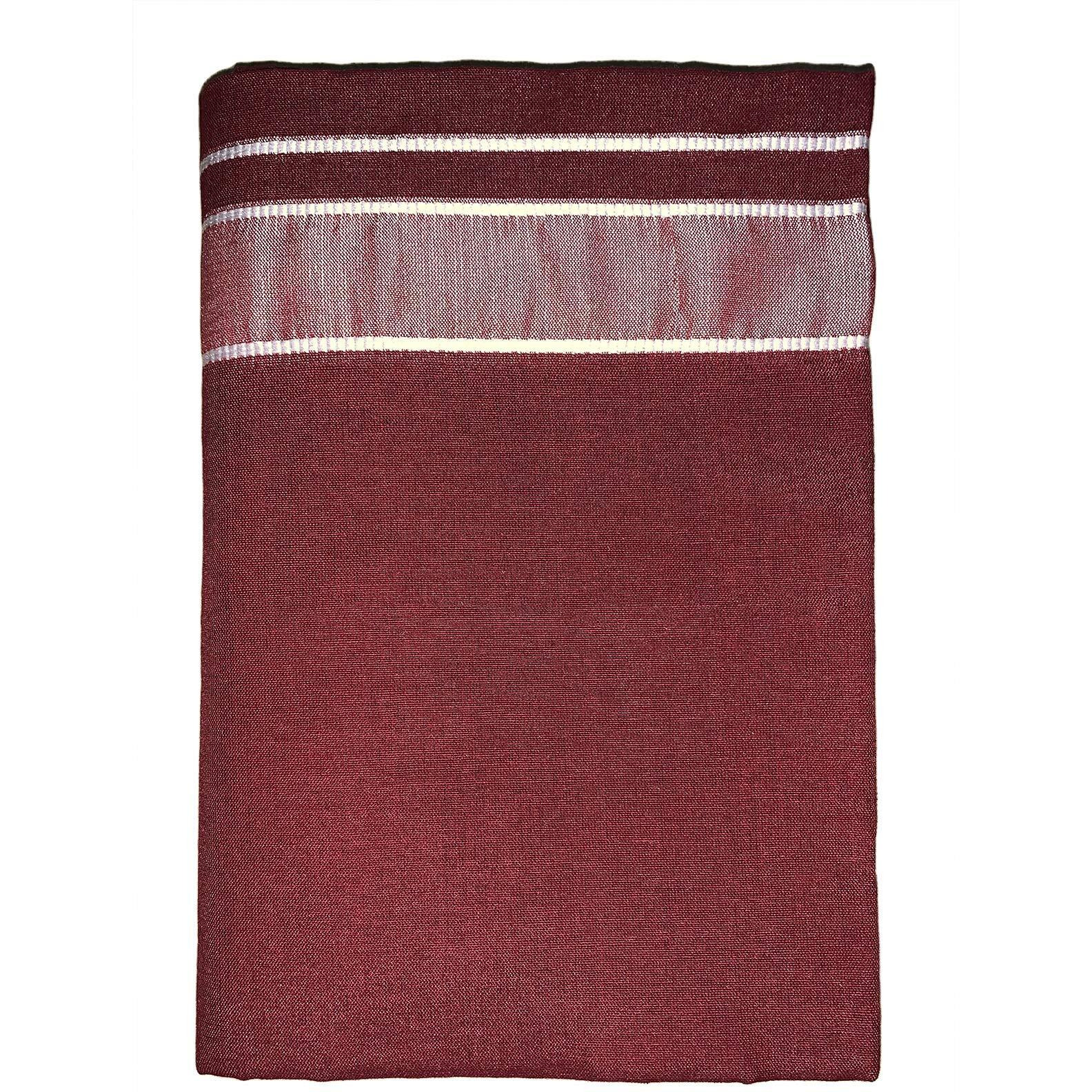 Prakasam Cotton Men's Single Cotton Dhoti (1.28X1.95 Mtrs) - Kerala Colour Pondu/Cherry