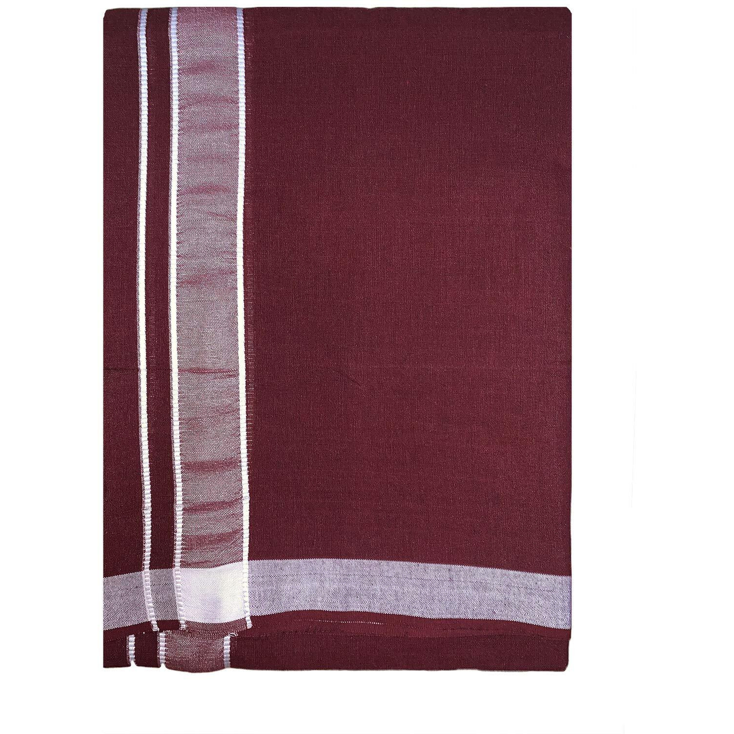 Prakasam Cotton Men's Single Cotton Dhoti (1.28X1.95 Mtrs) - Kerala Colour Pondu/Cherry