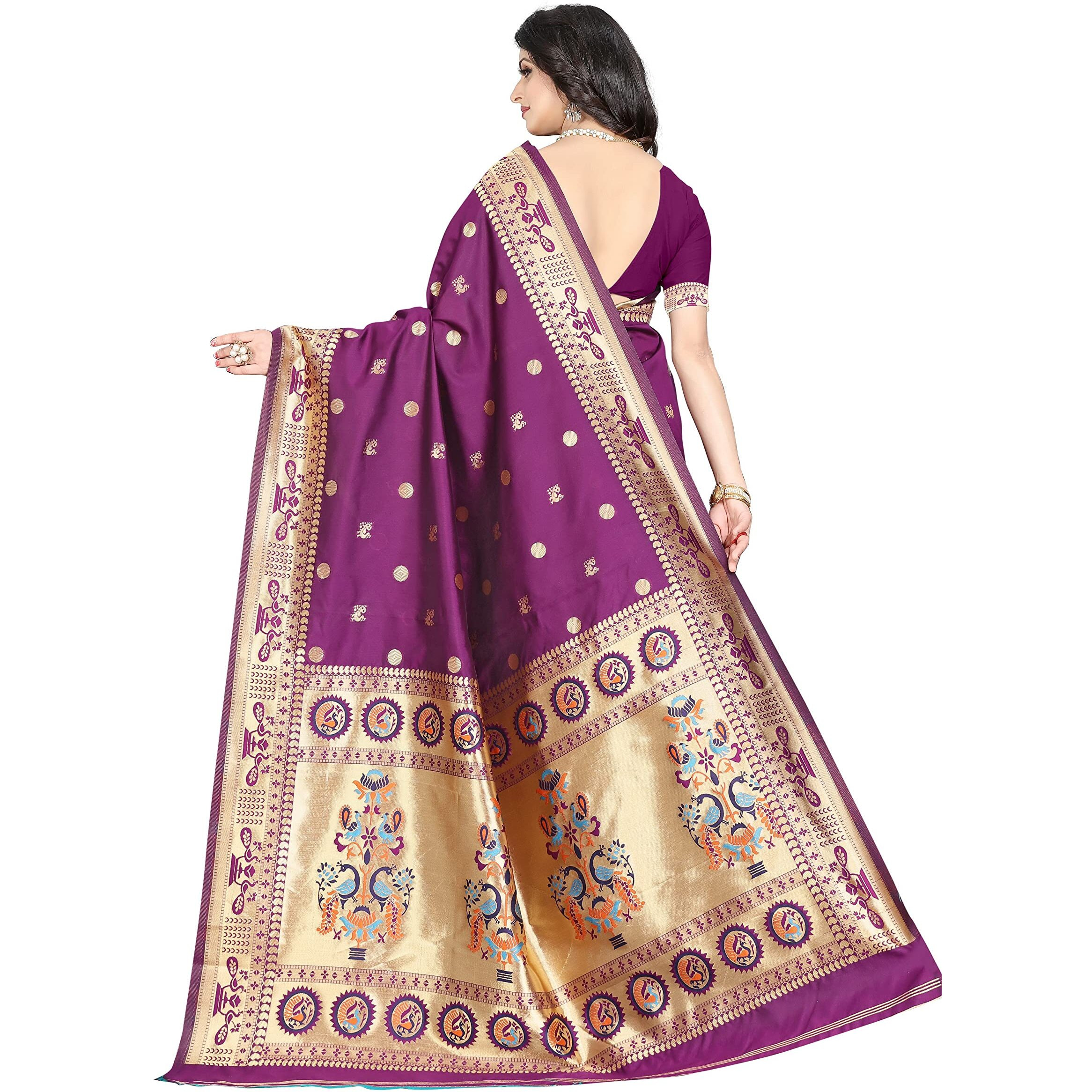 Sugathari Women's Banarasi Saree Pure Kanjivaram Silk Saree Soft New Ladies 2023 Design Wear Pattu Sarees Latest Cotton Party Sari Collections With Blouse Piece For Wedding Sadi (Sam Pari-103 Wine)