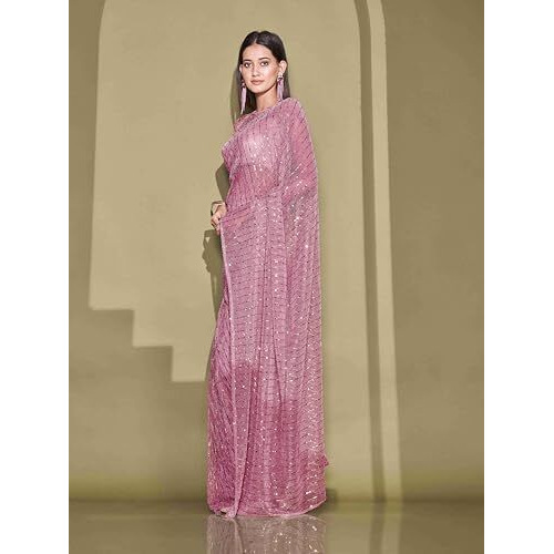 Womanista Women's Women Ready To Wear Saree Ll Women Lycra Saree Ll Women Pre Draped Saree Ll Women One Minute Saree Ll Un-Stitched Blouse Saree