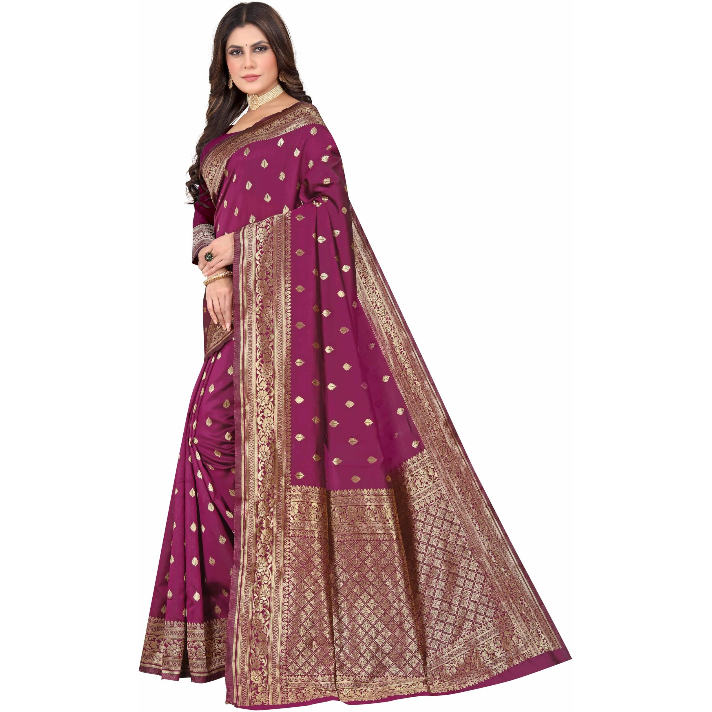 Sugathari Women's Banarasi Saree Pure Kanjivaram Silk Saree Soft New Ladies 2023 Design Wear Pattu Sarees Latest Cotton Party Sari Collections With Blouse Piece For Wedding Sadi (Sam Pari-160 Wine)