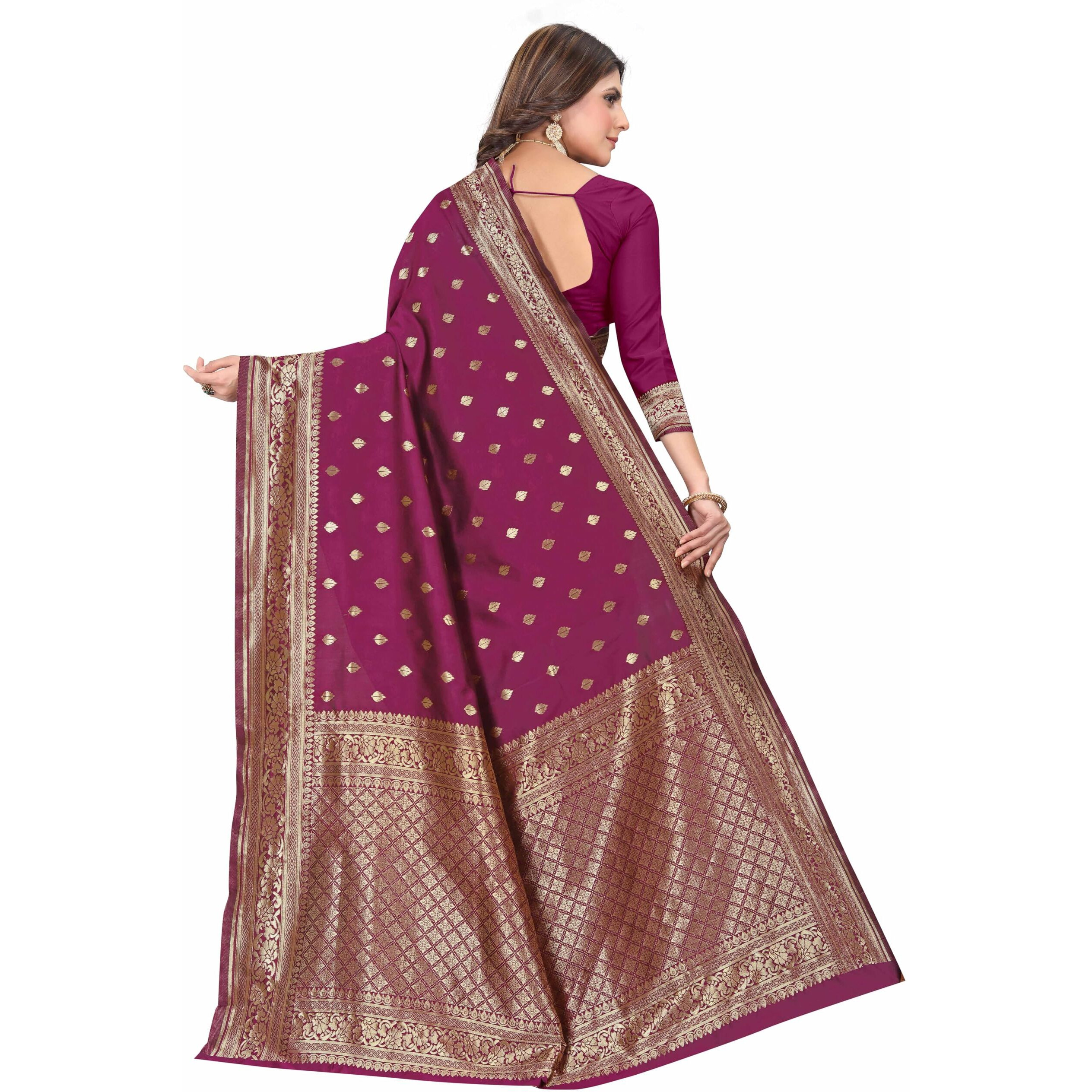 Sugathari Women's Banarasi Saree Pure Kanjivaram Silk Saree Soft New Ladies 2023 Design Wear Pattu Sarees Latest Cotton Party Sari Collections With Blouse Piece For Wedding Sadi (Sam Pari-160 Wine)