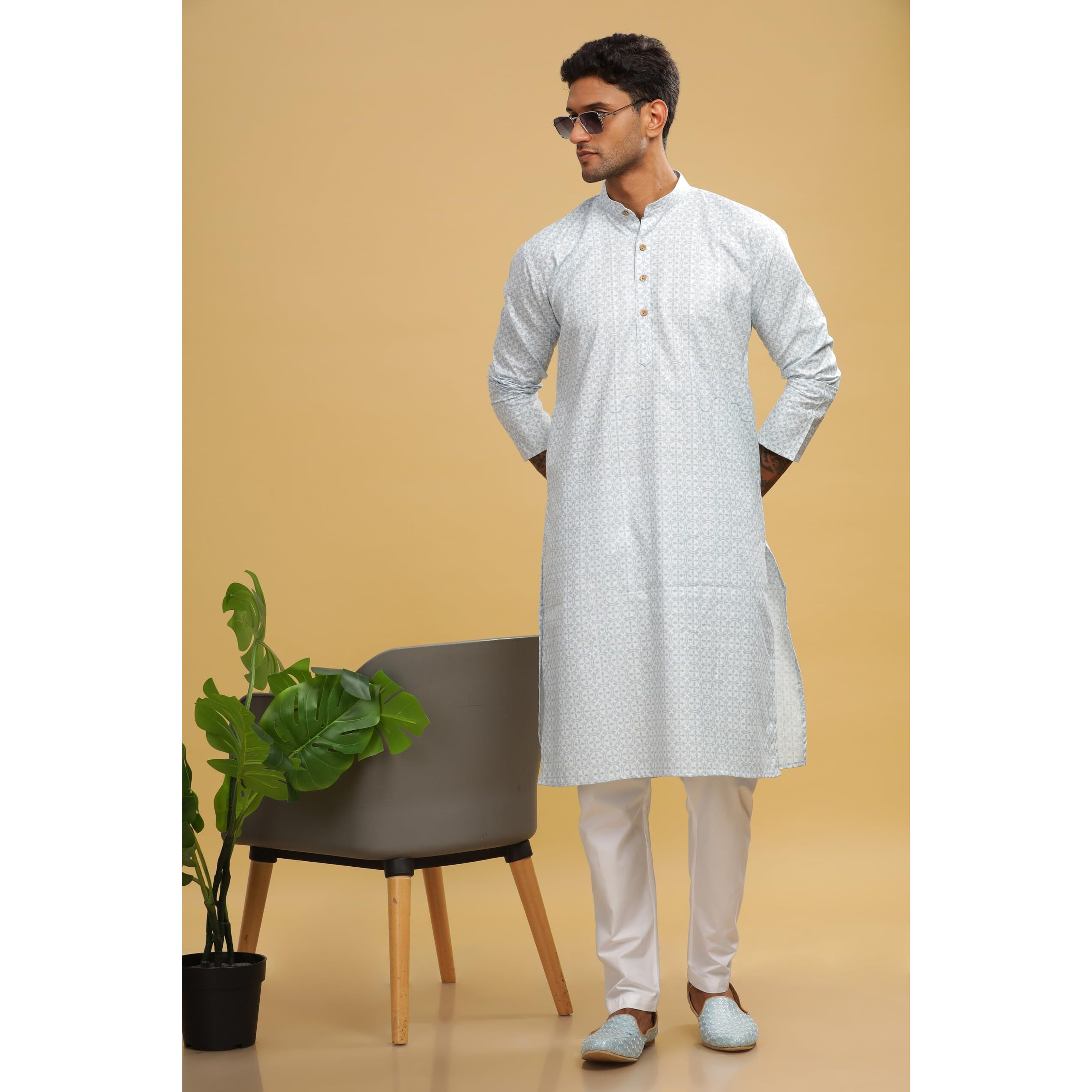 Be Active Men's Cotton Regular Kurta (C-599-1_Blue-1