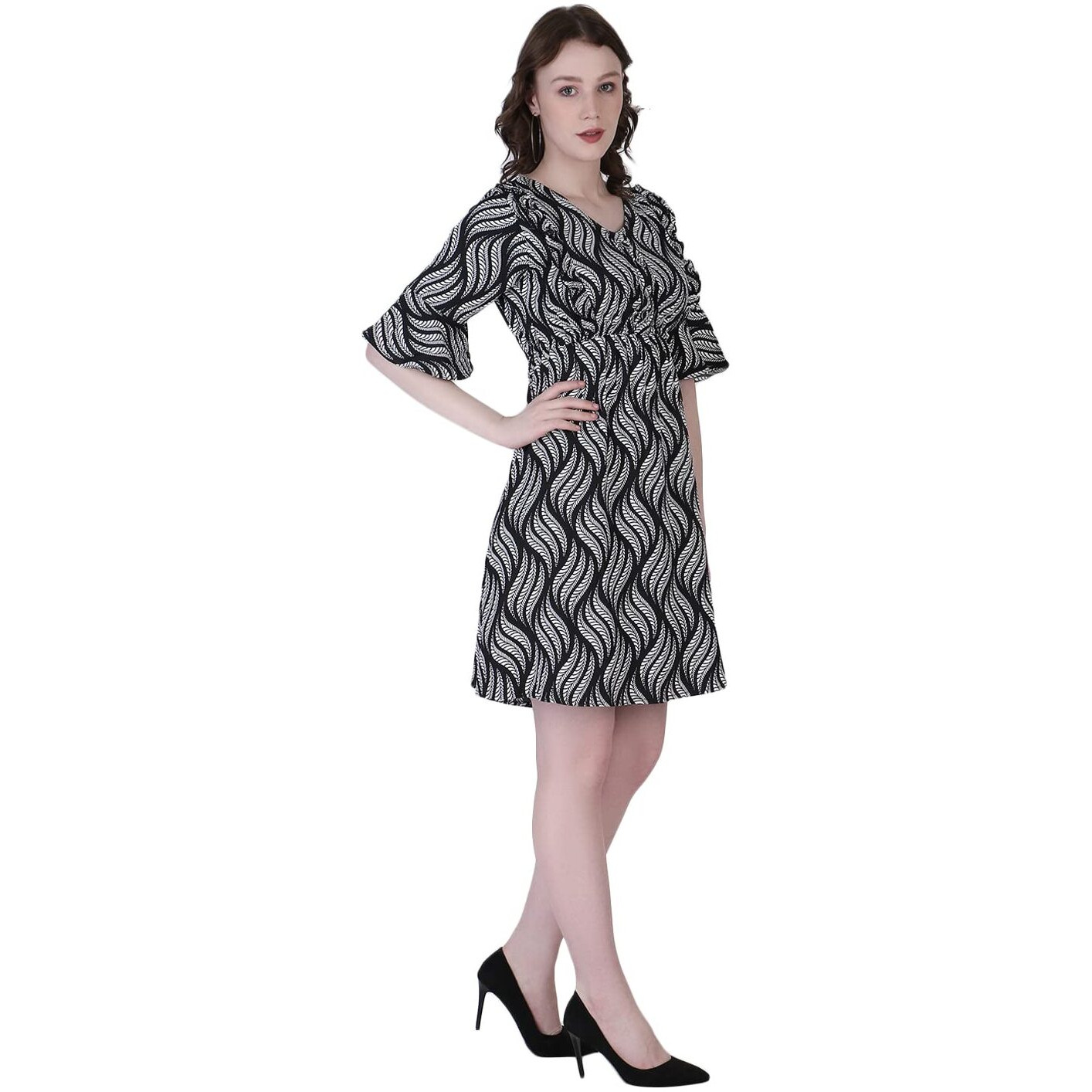 Dhruvi Trendz Womens Rayon Women Western Dresses Regular Fit Dt-Wd1067 (Dt-Wd1069_Black_3Xl)