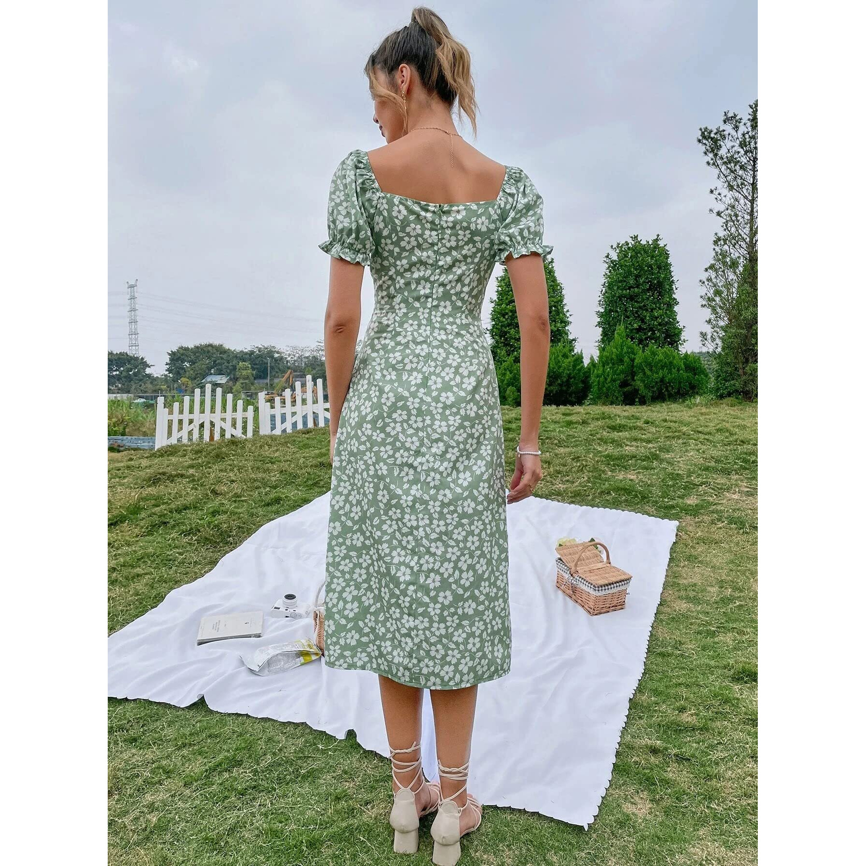 Greciilooks Western Dresses For Women |A-Line Knee-Length Dress | Indo Western Dress For Women| Mid Dress (Small, Green)