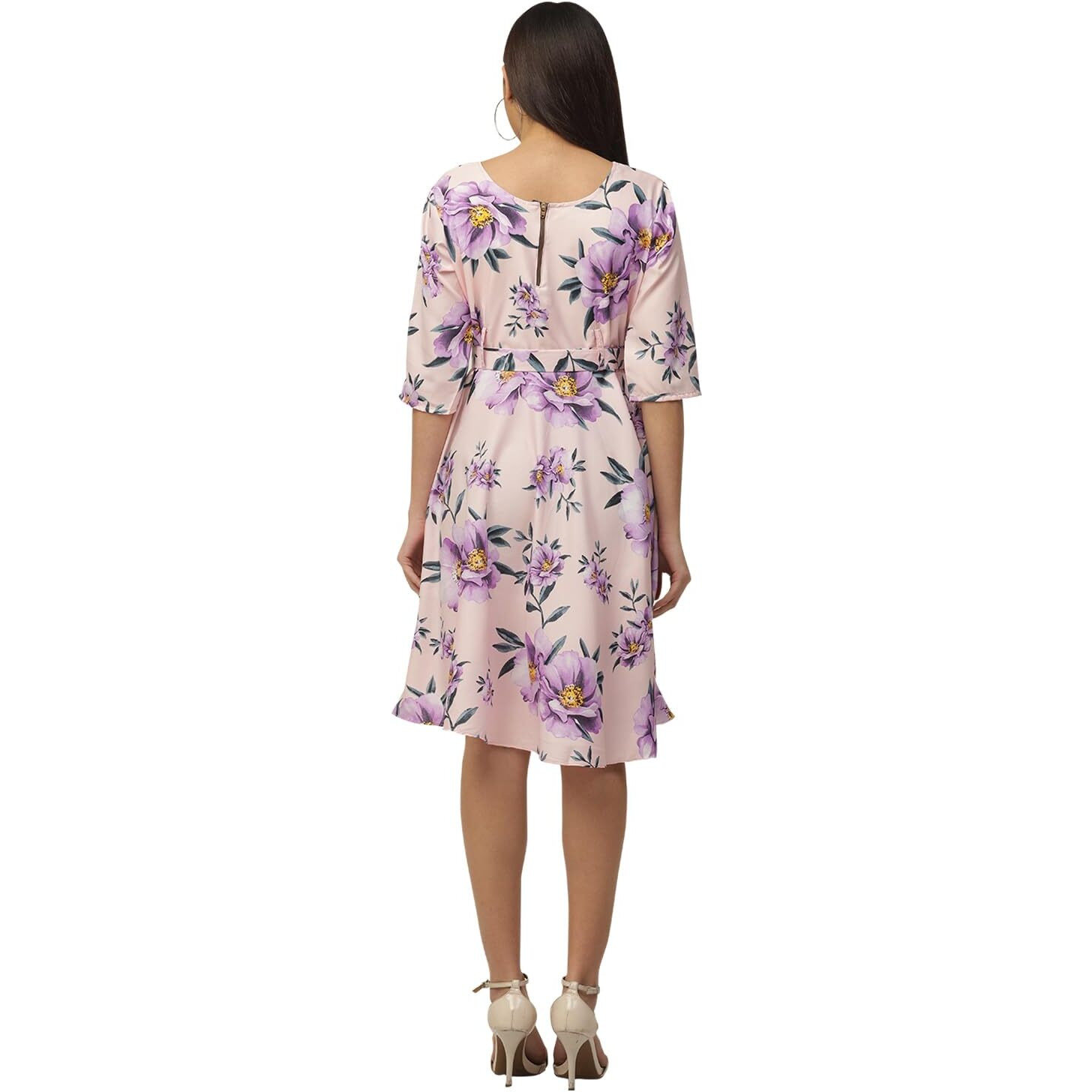 I Enterprise Women's Crepe Fit And Flare Knee-Length Casual Dress (Ak/Ma252S_Pink